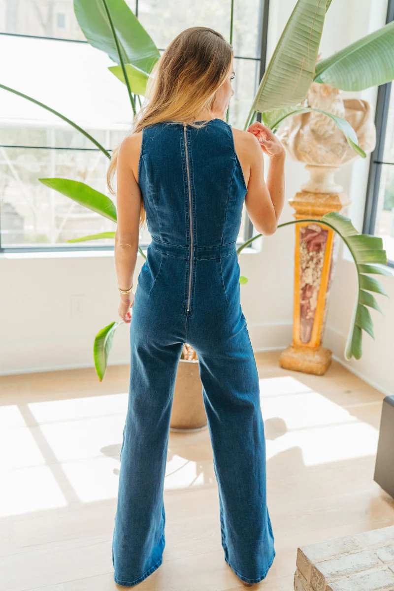 Ready To Go Denim Jumpsuit in Indigo - Image 5