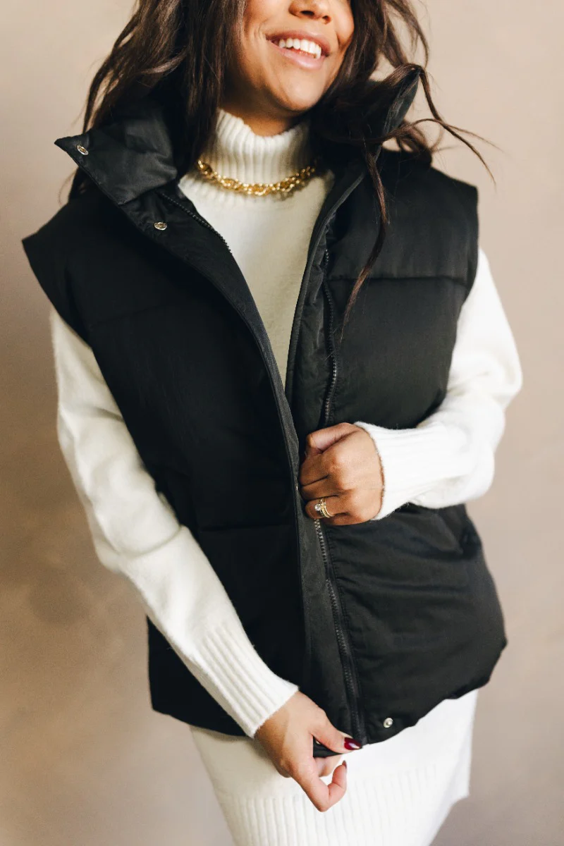 Reagan Black Oversized Puffer Vest - Image 2