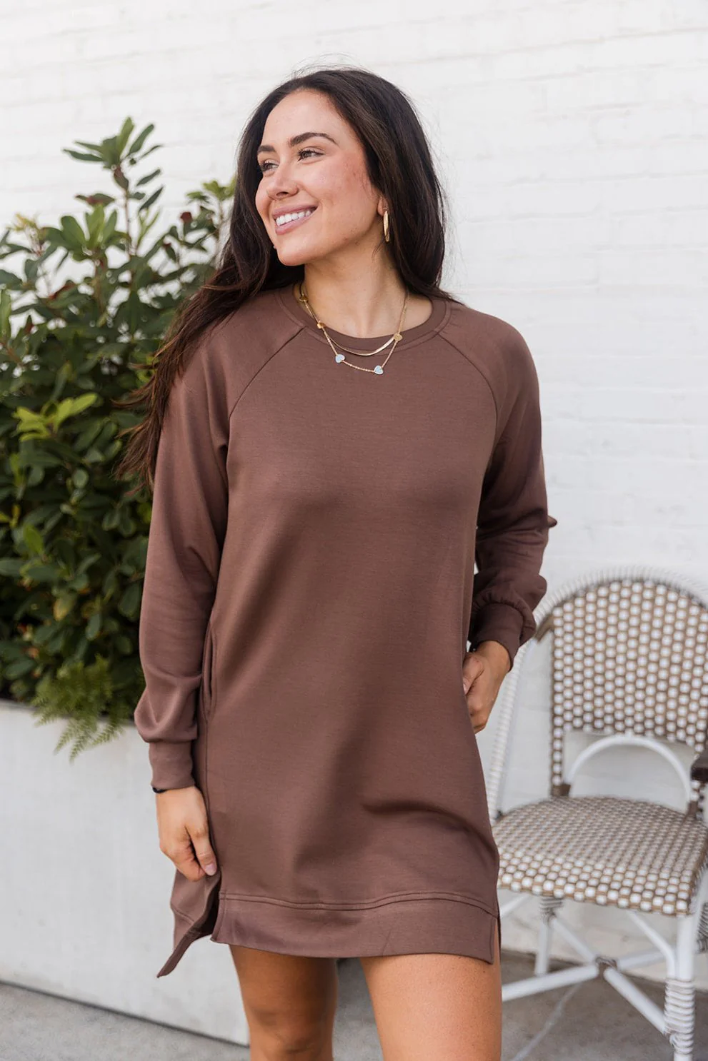 Reagan Brown Long Sleeve Dress