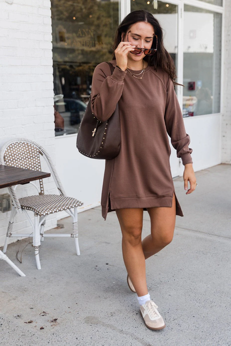 Reagan Brown Long Sleeve Dress - Image 3