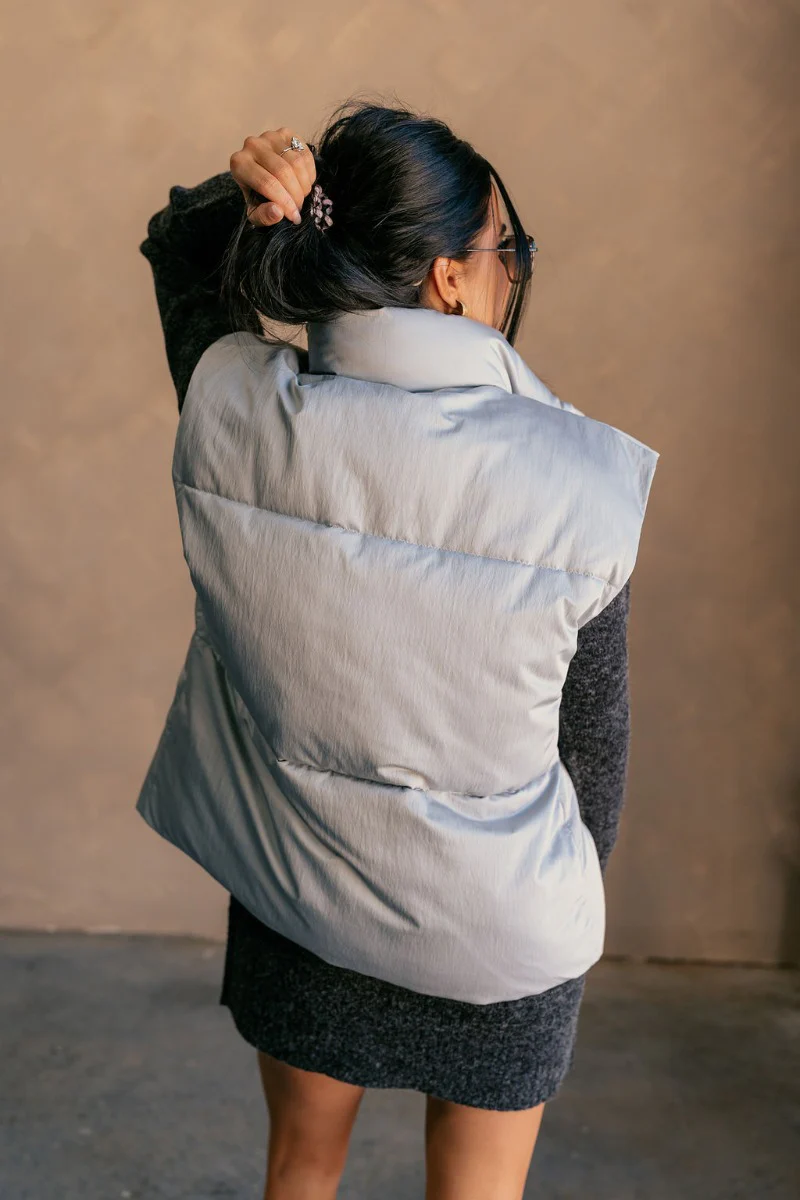 Reagan Grey Oversized Puffer Vest - Image 5