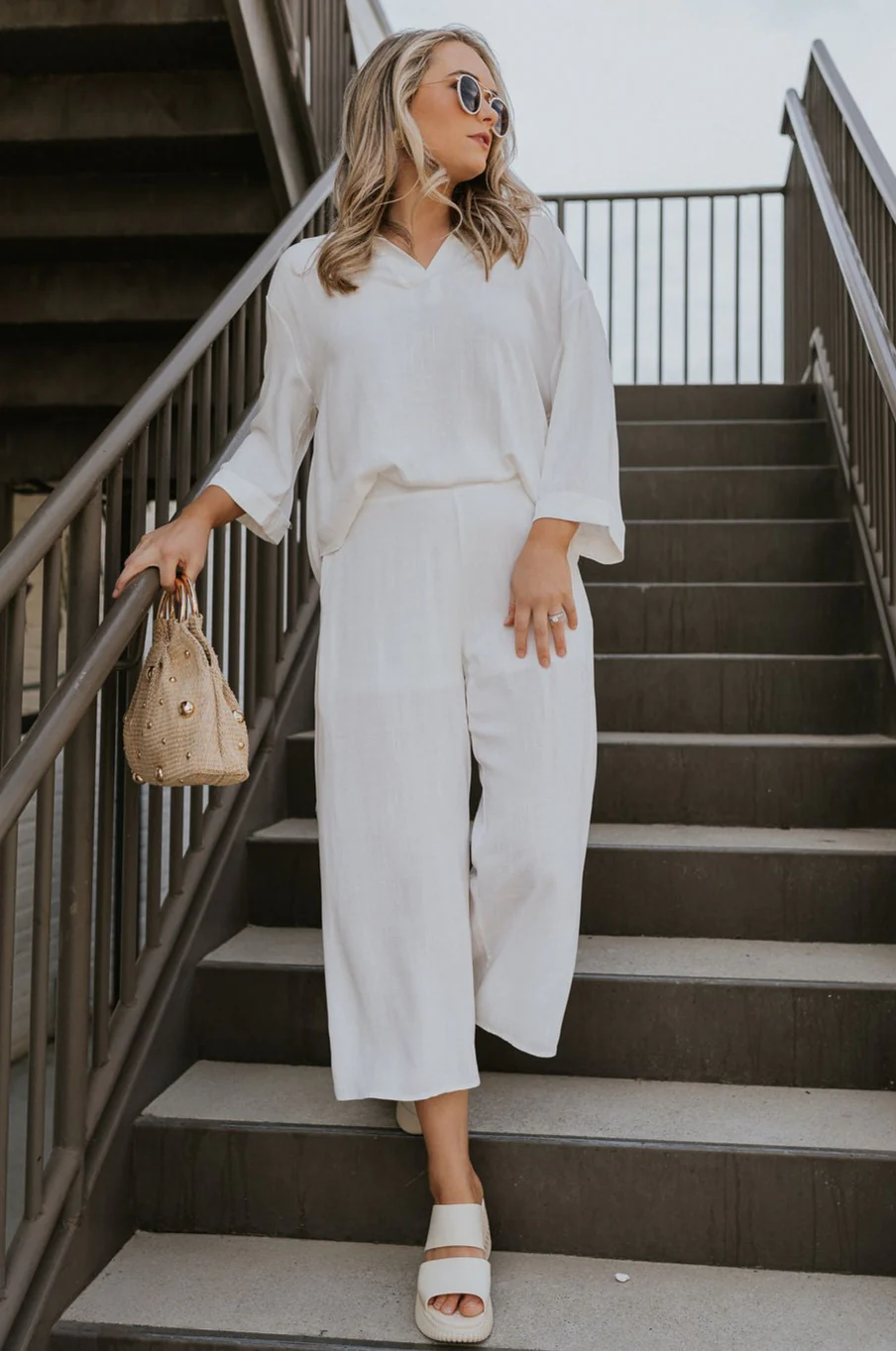 Rebecca Ivory Linen Cropped Pants - Image 2