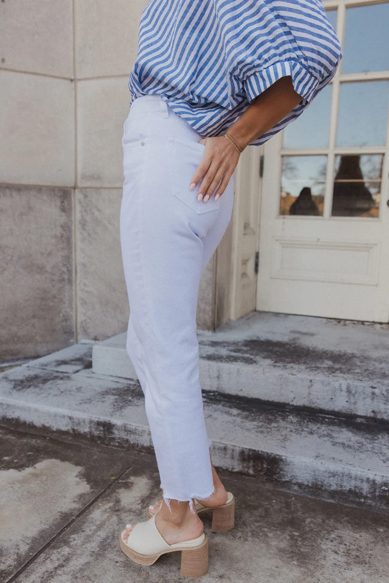 Rebecca White Denim Fray Straight Leg Jeans - Image 5