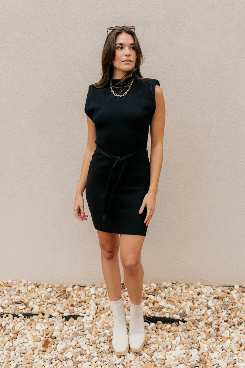 Reese Black Sweater Sleeveless Dress - Image 2