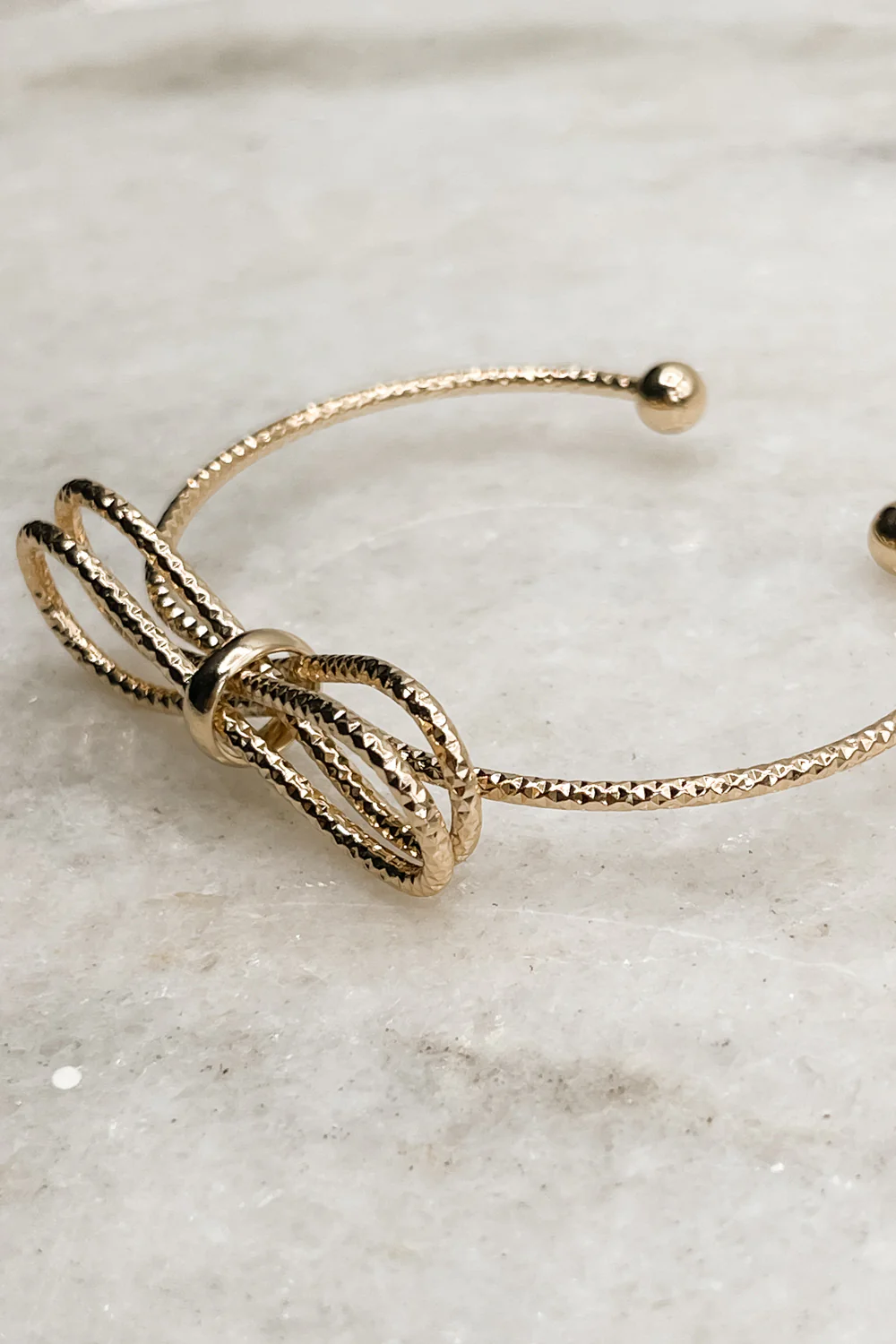Reese Gold Bow Ribbed Bracelet - Image 2