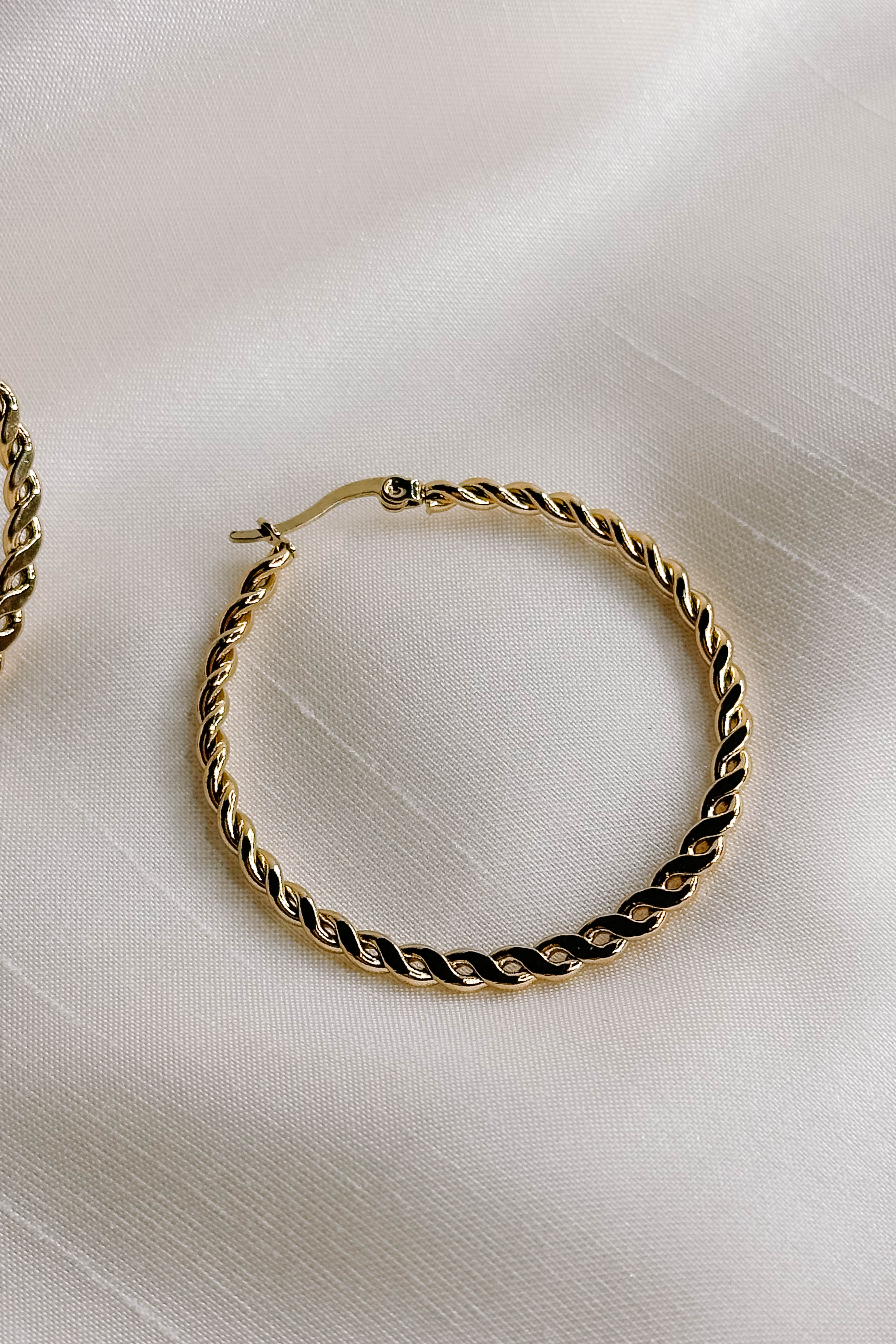 Reese Gold Rope Hoop Earrings - Image 4