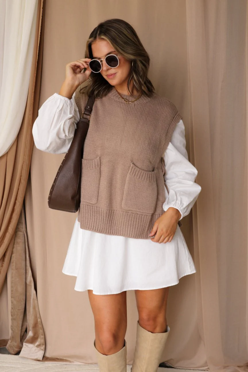 Regan Mocha Sweater Vest - Image 2