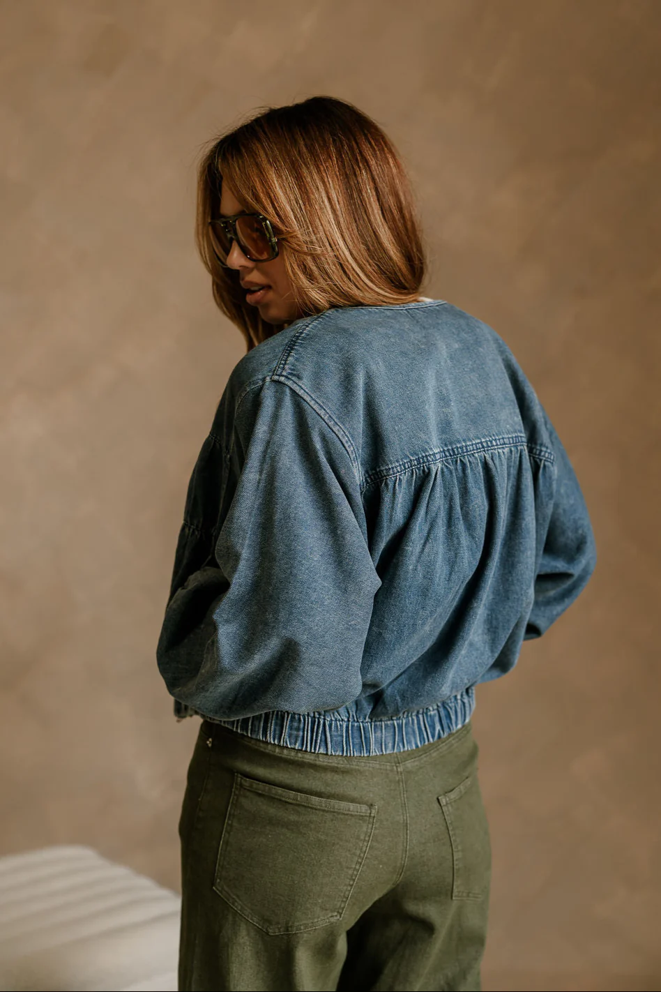 Reina Washed Denim Balloon Jacket - Image 9