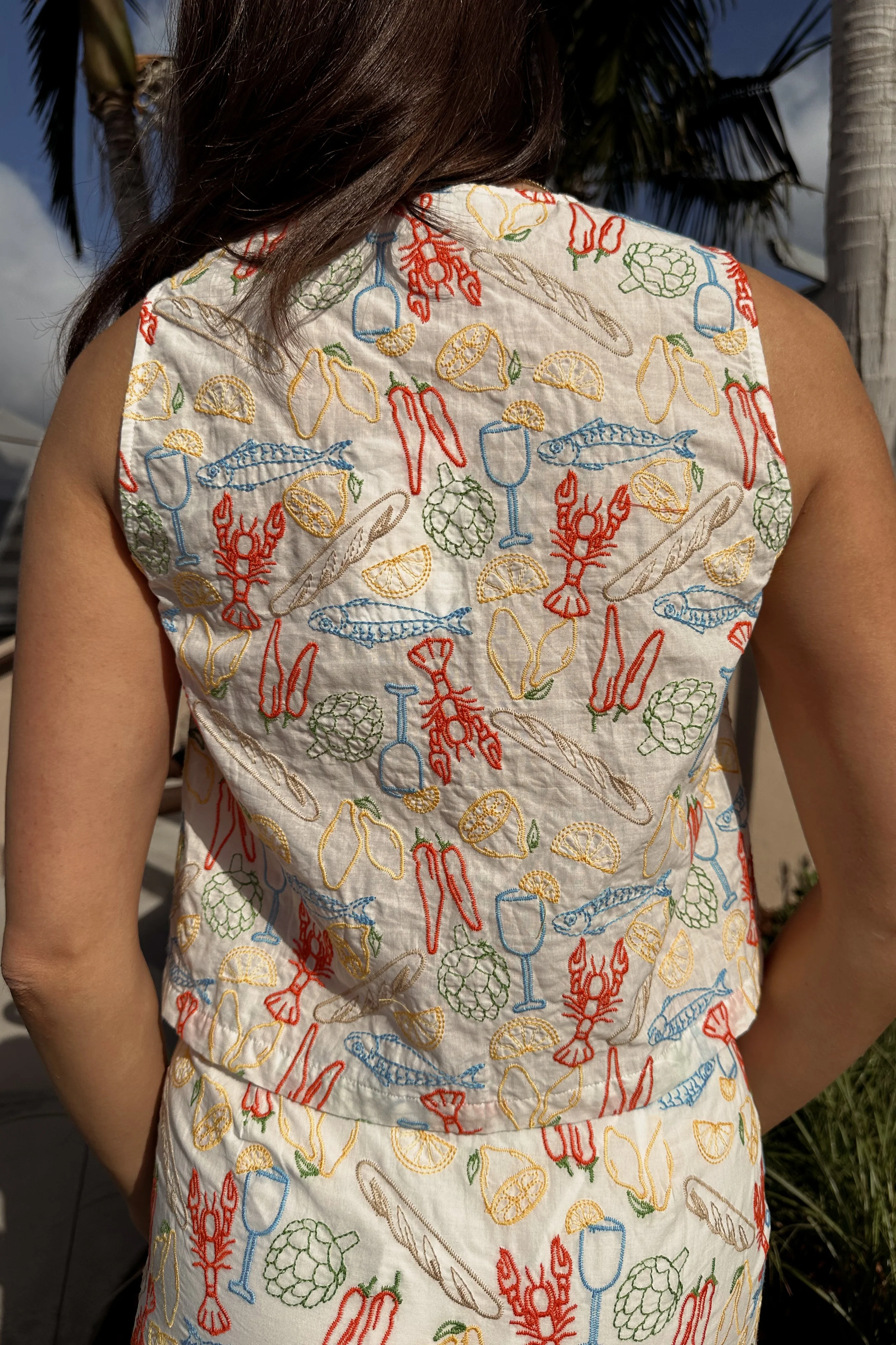 Remi Coastal Embroidered Front Tie Top - Image 8