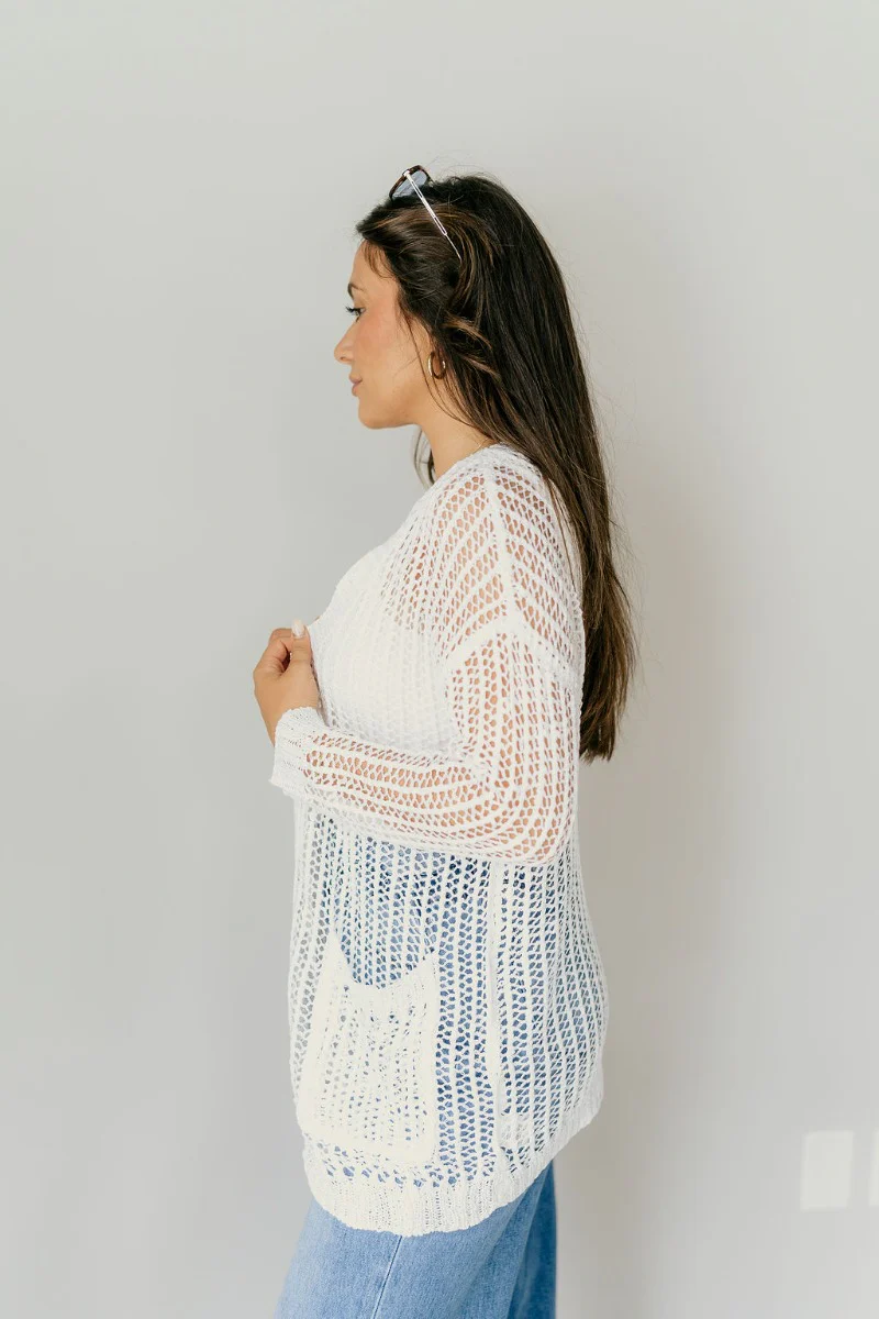 Remington Ivory Crochet Knit Cardigan - Image 2