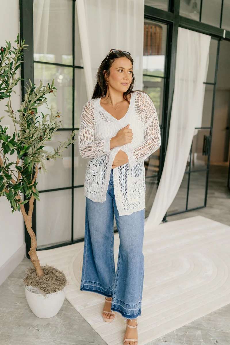 Remington Ivory Crochet Knit Cardigan - Image 4