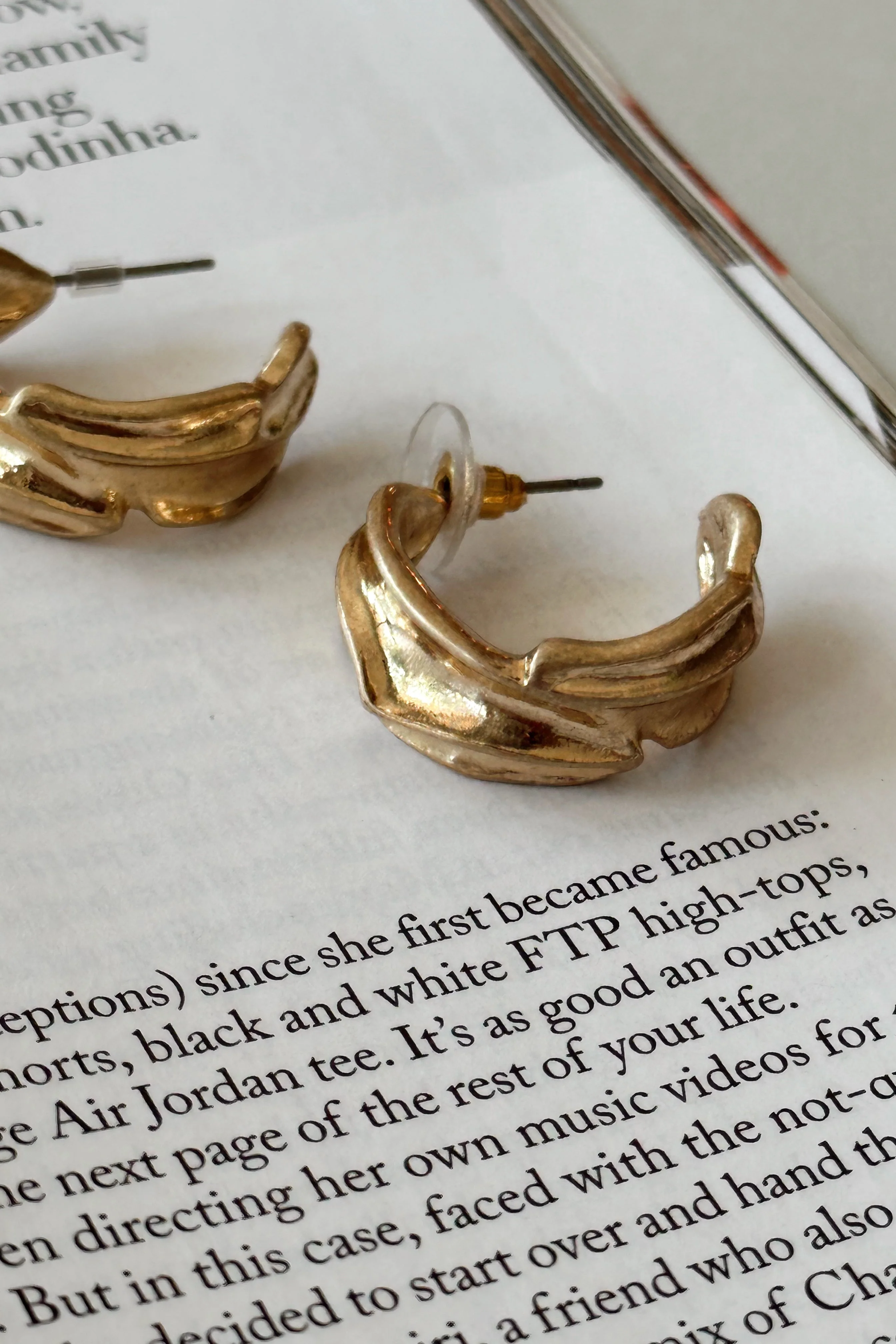 Renee Brushed Gold Hoop Earrings - Image 2
