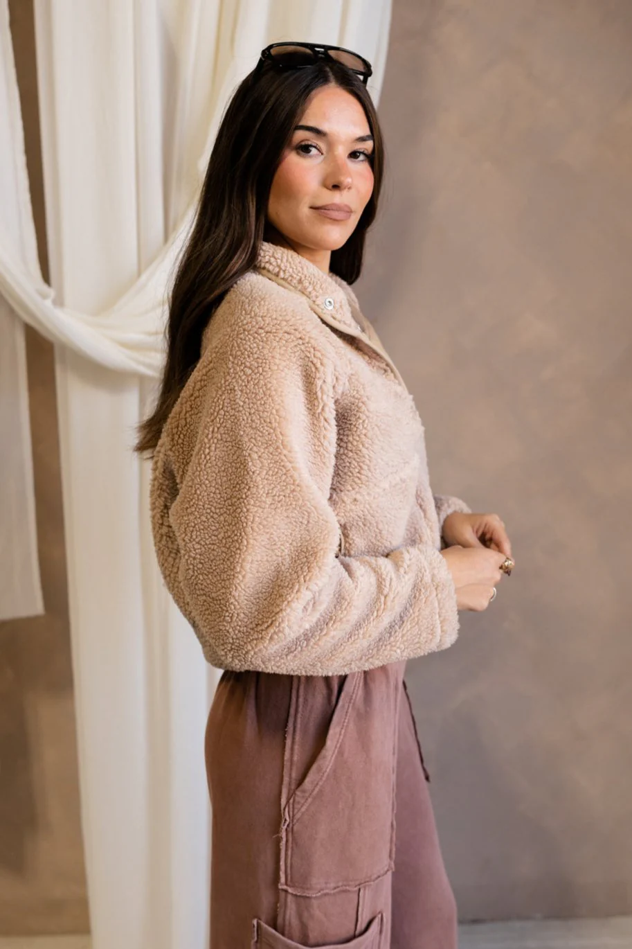 Rhea Beige Sherpa Pullover - Image 5