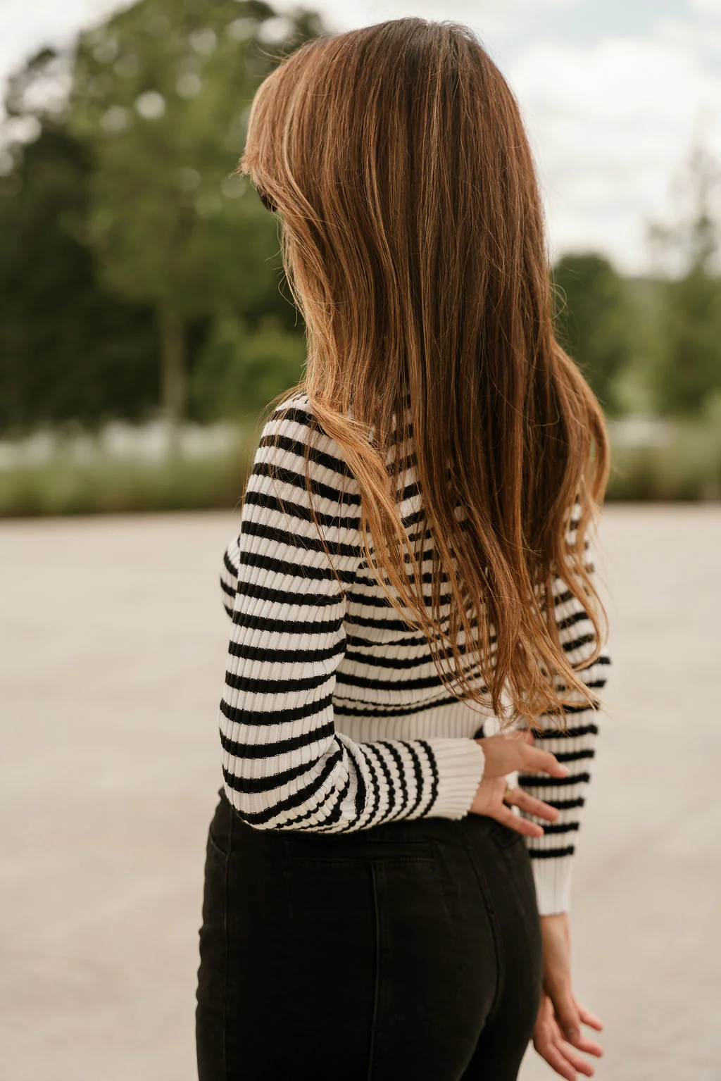 Danielle Black & White Stripe Cardigan - Image 3