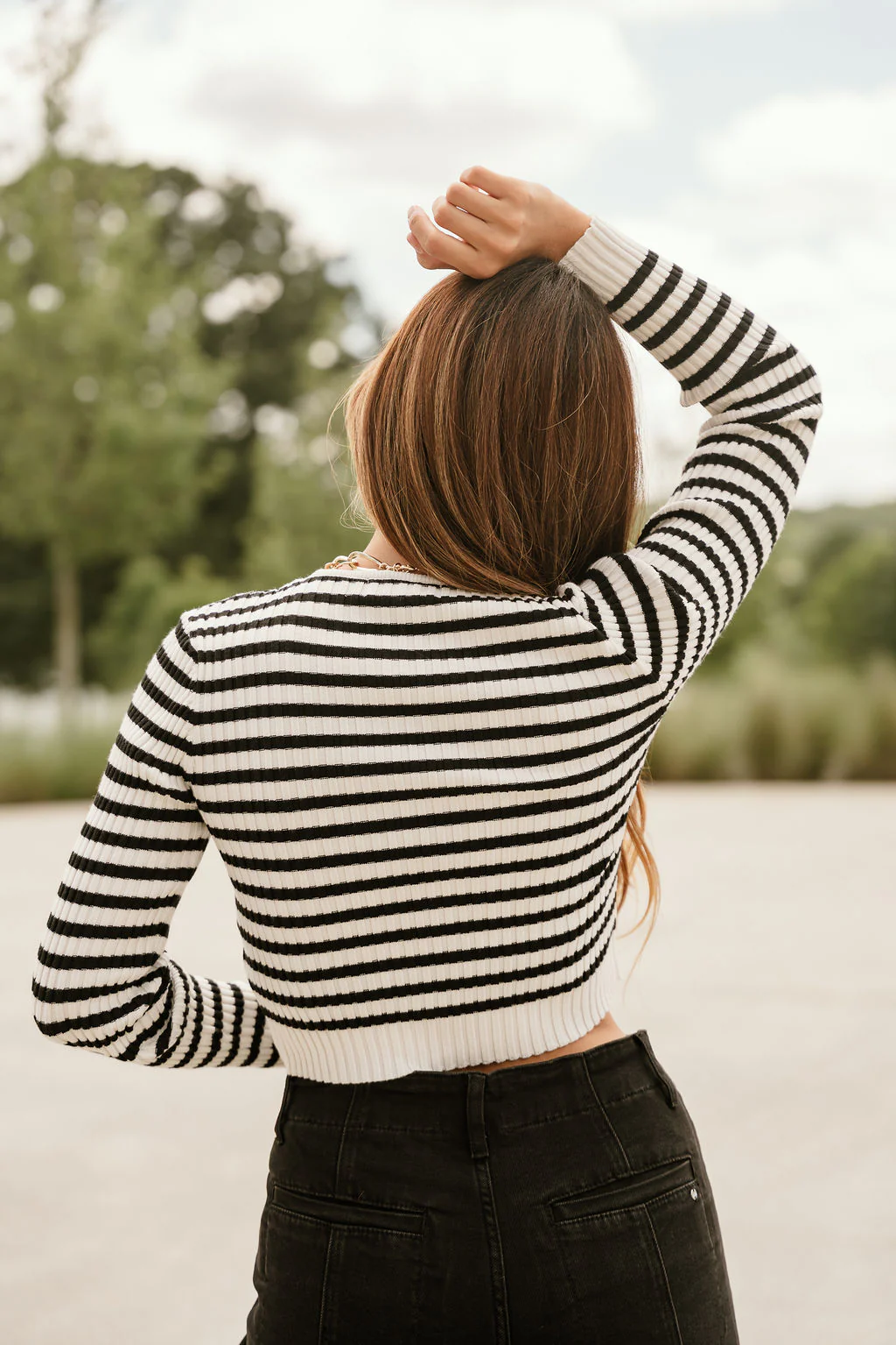 Danielle Black & White Stripe Cardigan - Image 4