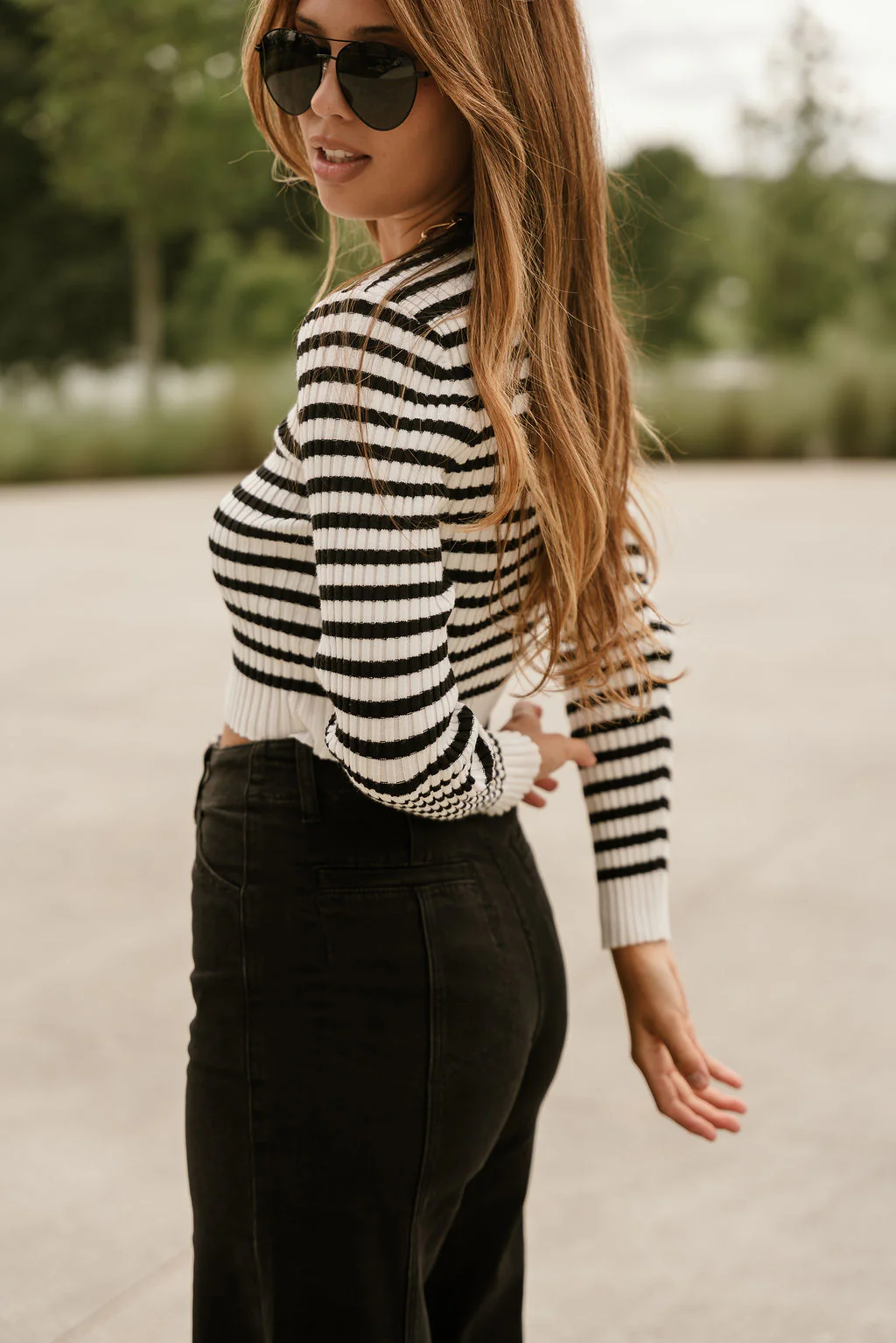 Danielle Black & White Stripe Cardigan - Image 6