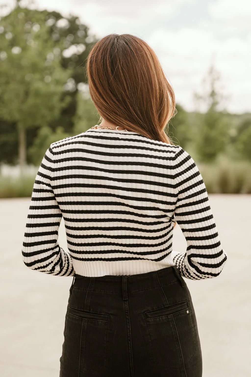 Danielle Black & White Stripe Cardigan - Image 7