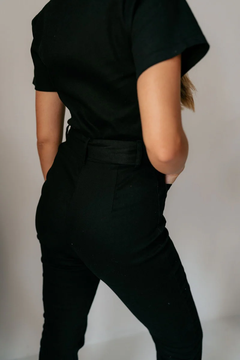 Rielle Black Belted Short Sleeve Jumpsuit - Image 6