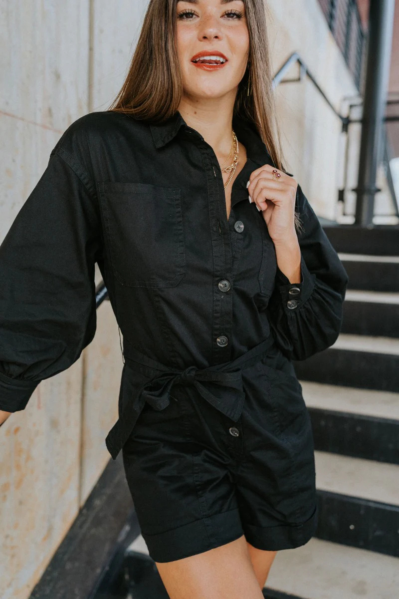 Road Trip Romper In Black - Image 3