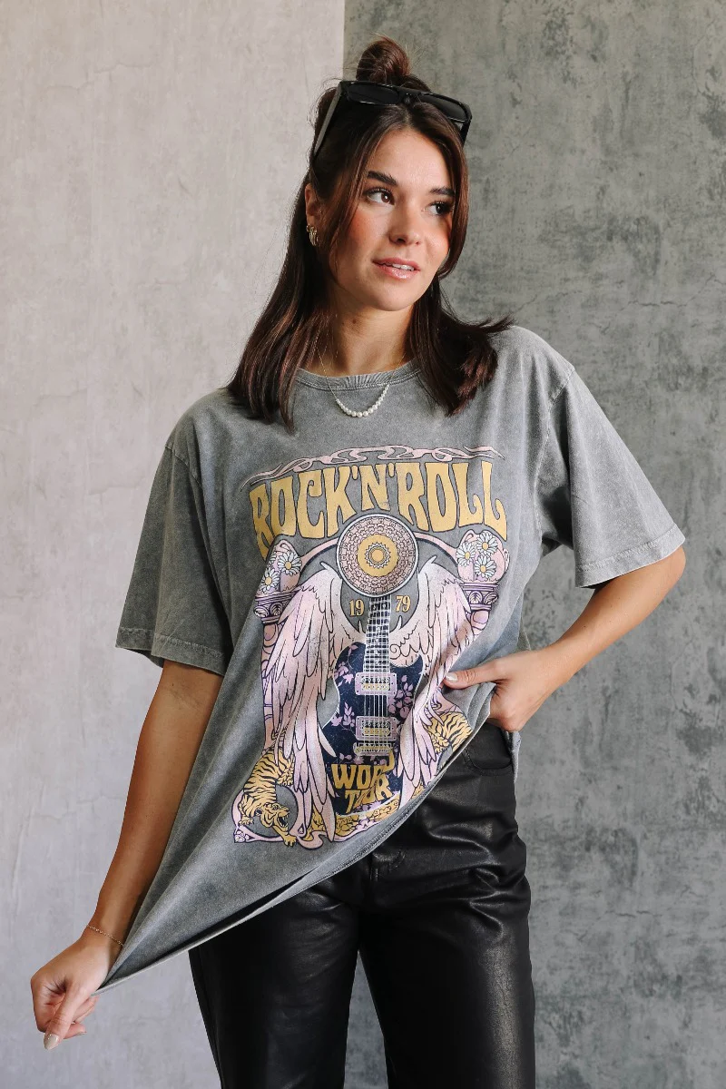 Rock 'N' Roll Washed Short Sleeve Graphic Tee