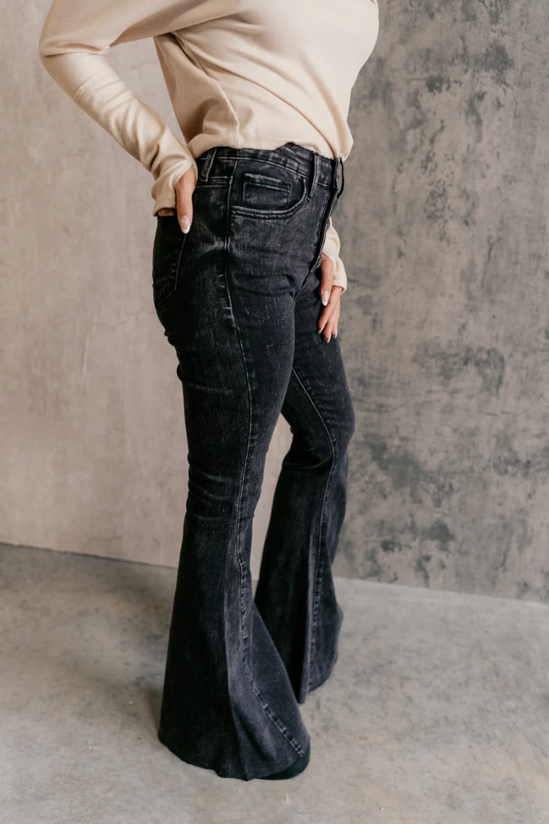 Rooted Denim: Kamila Black Flare Jeans - Image 3