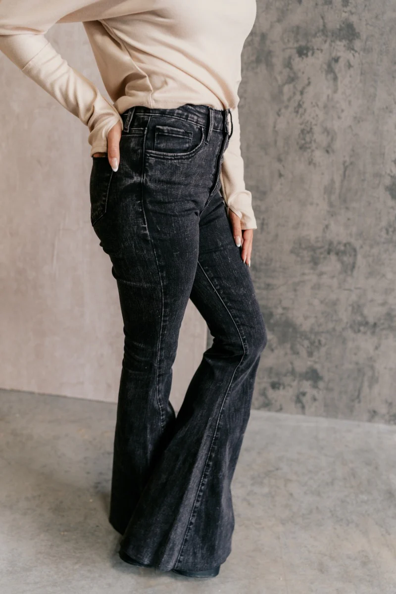 Rooted Denim: Kamila Black Flare Jeans - Image 4