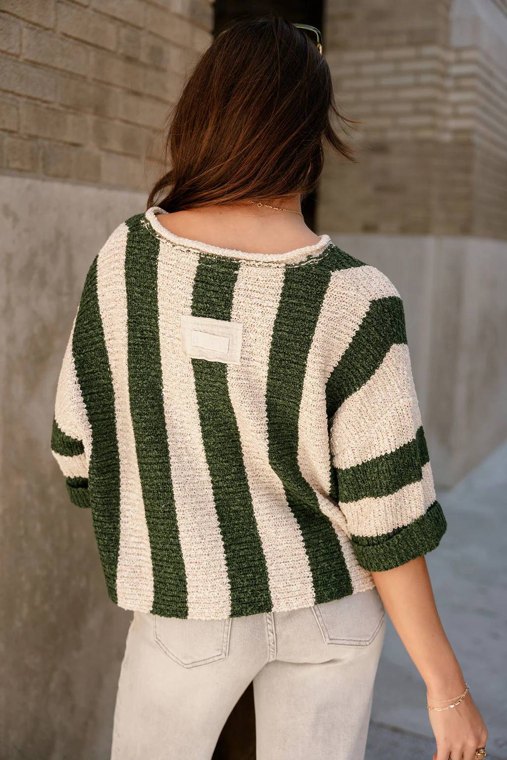Rosa Green & Cream Stripe Knit Sweater - Image 4