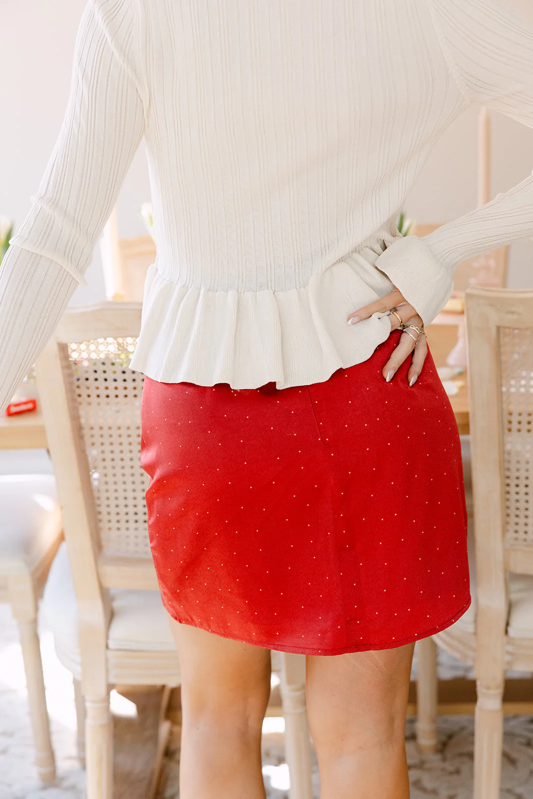 Rosa Red & White Polka Dot Mini Skirt - Image 4