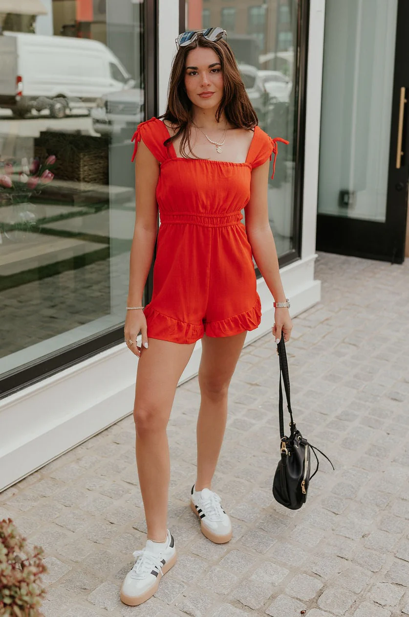 Rosalie Red Sleeveless Romper - Image 3