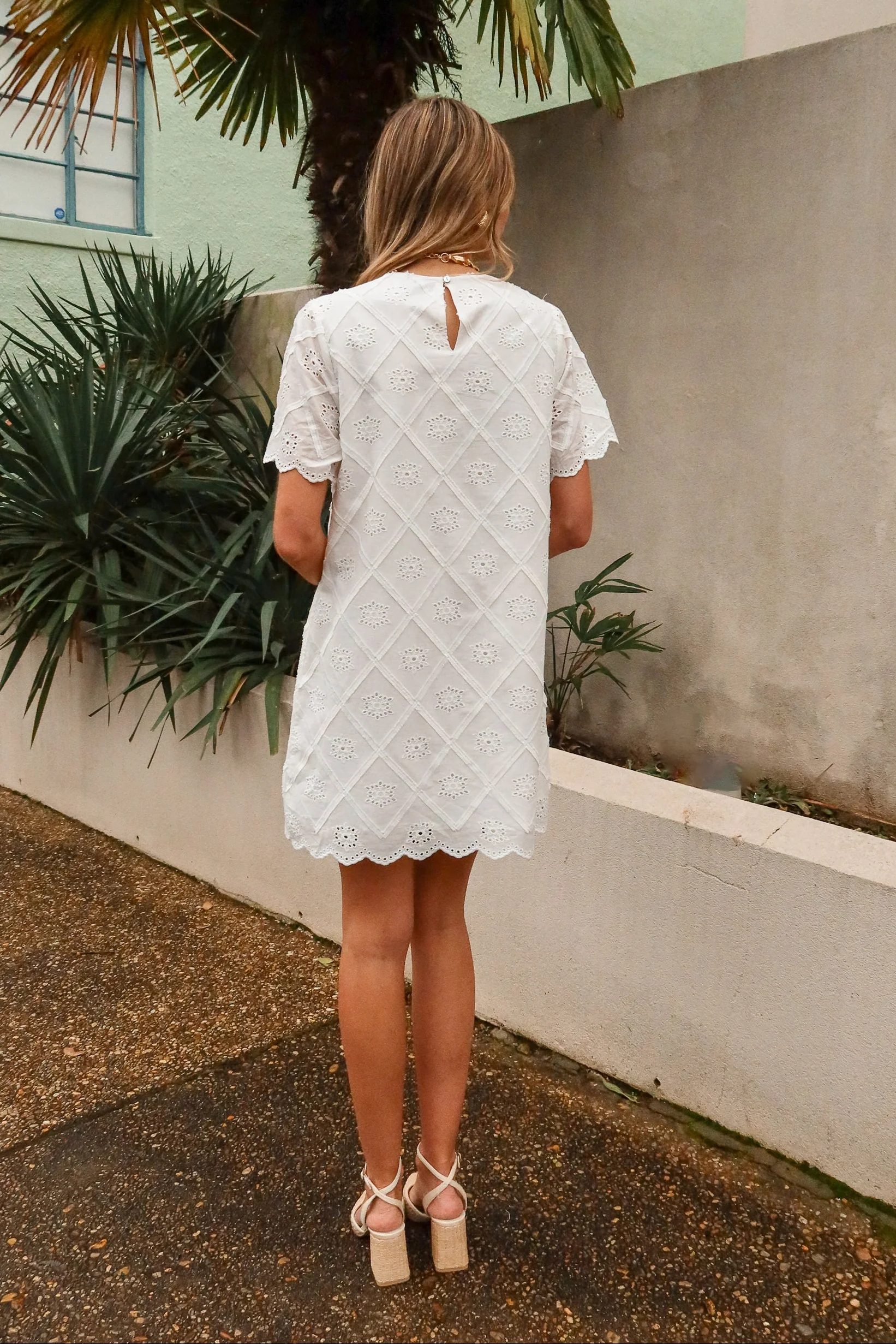 Rosaline White Eyelet Mini Dress - Image 4