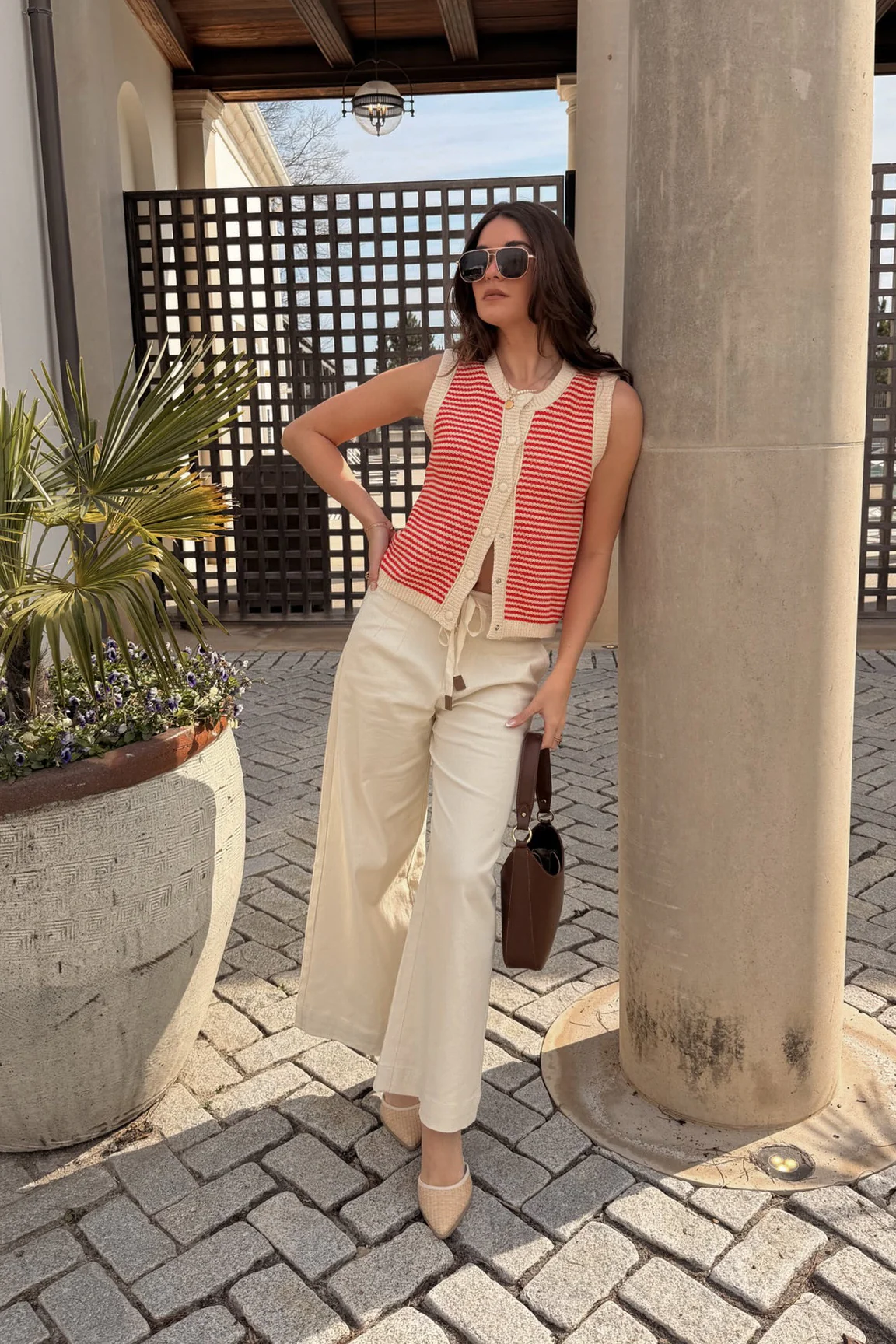 Rosalyn Red Striped Button-Up Tank - Image 8