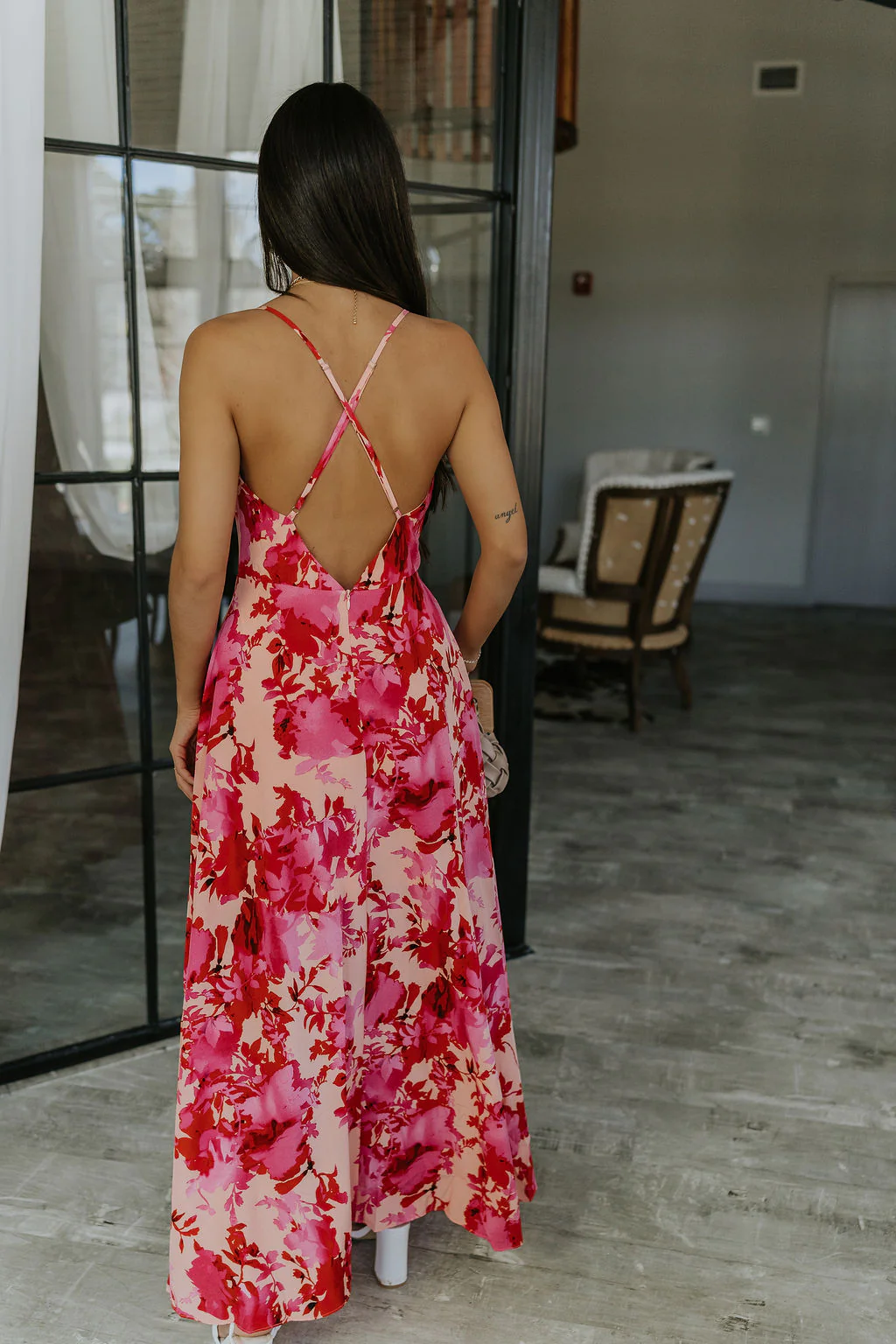 Roselyn Pink & Red Floral Maxi Dress - Image 6