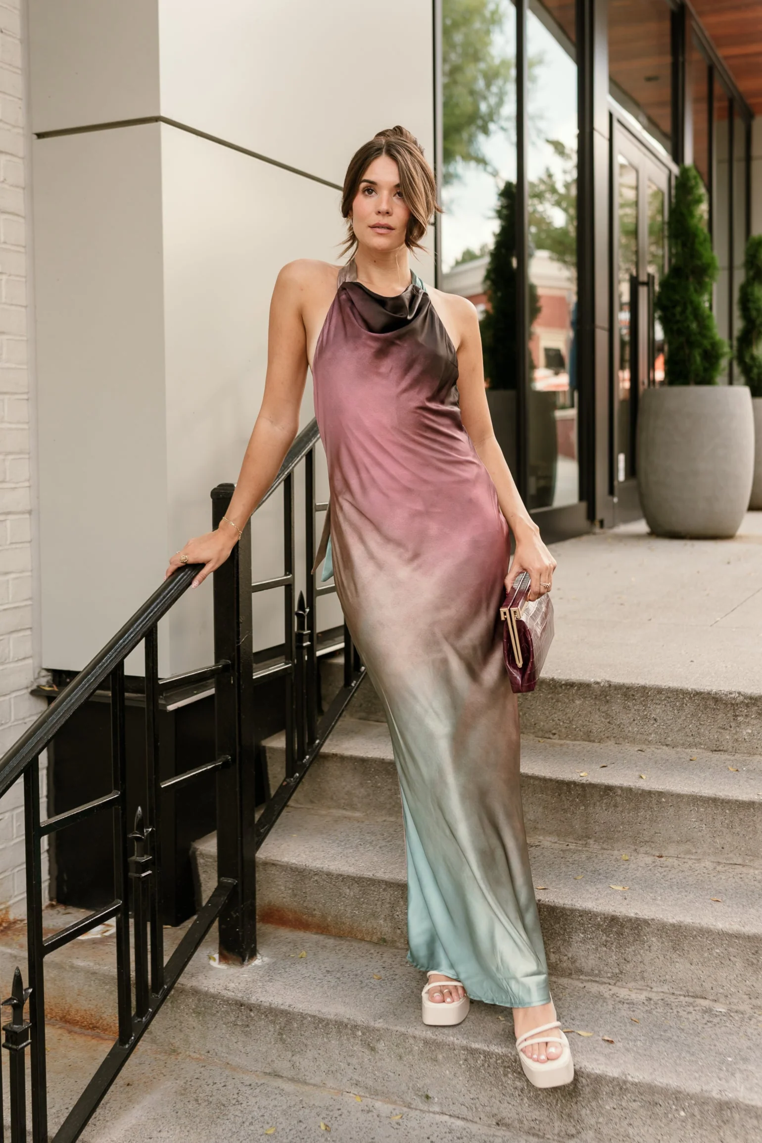 Rosemary Satin Halter Maxi Dress - Image 2