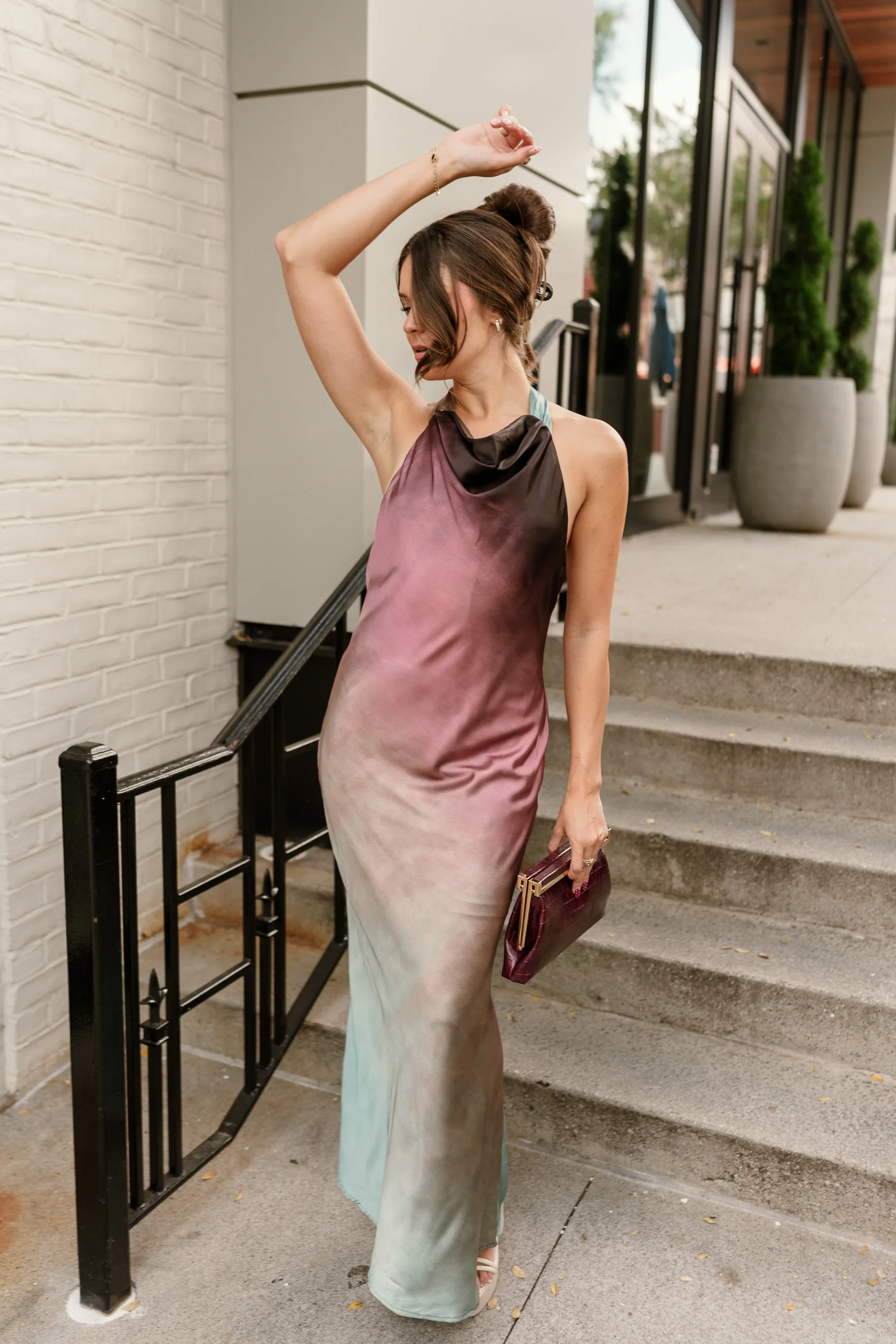 Rosemary Satin Halter Maxi Dress - Image 4