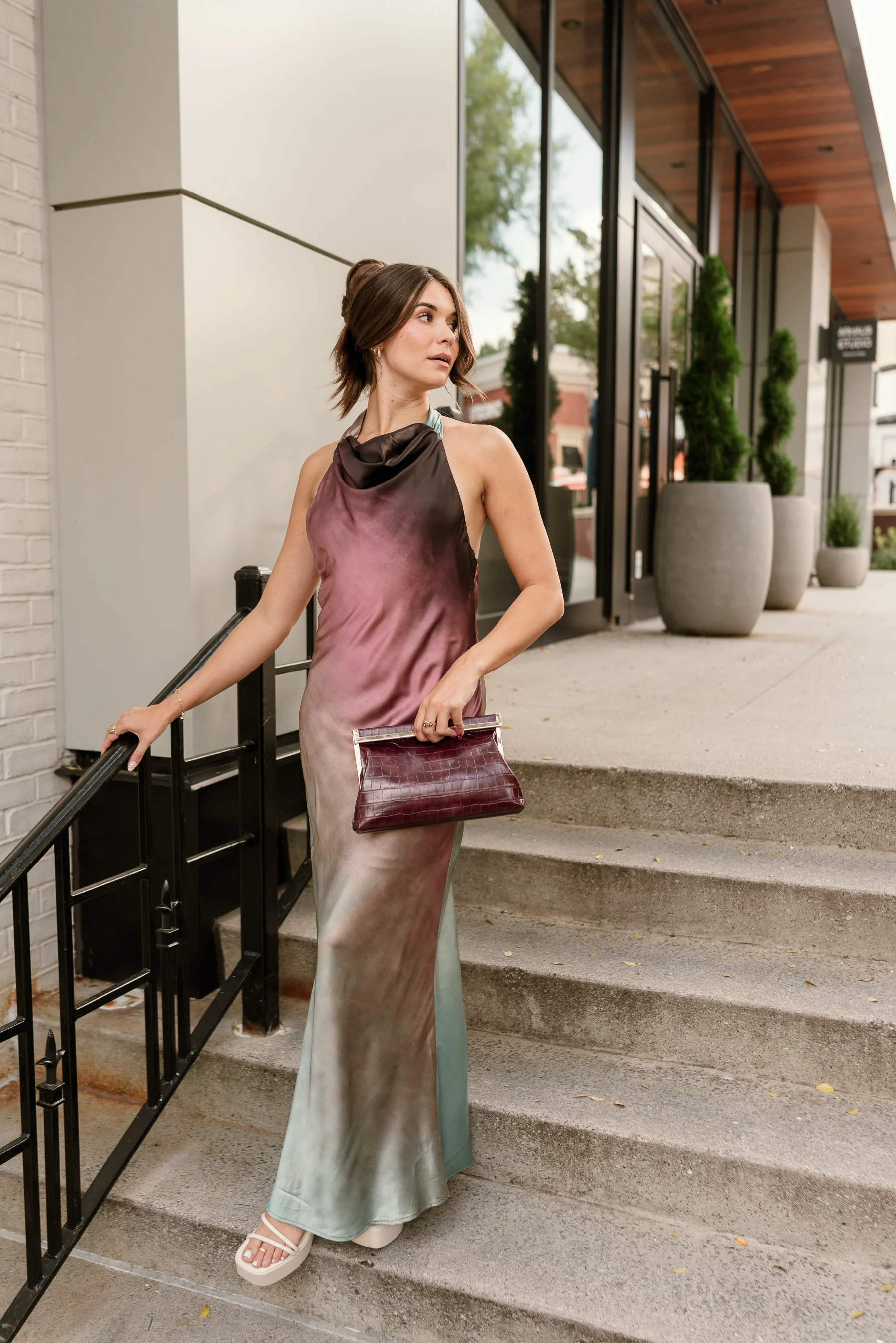 Rosemary Satin Halter Maxi Dress - Image 5