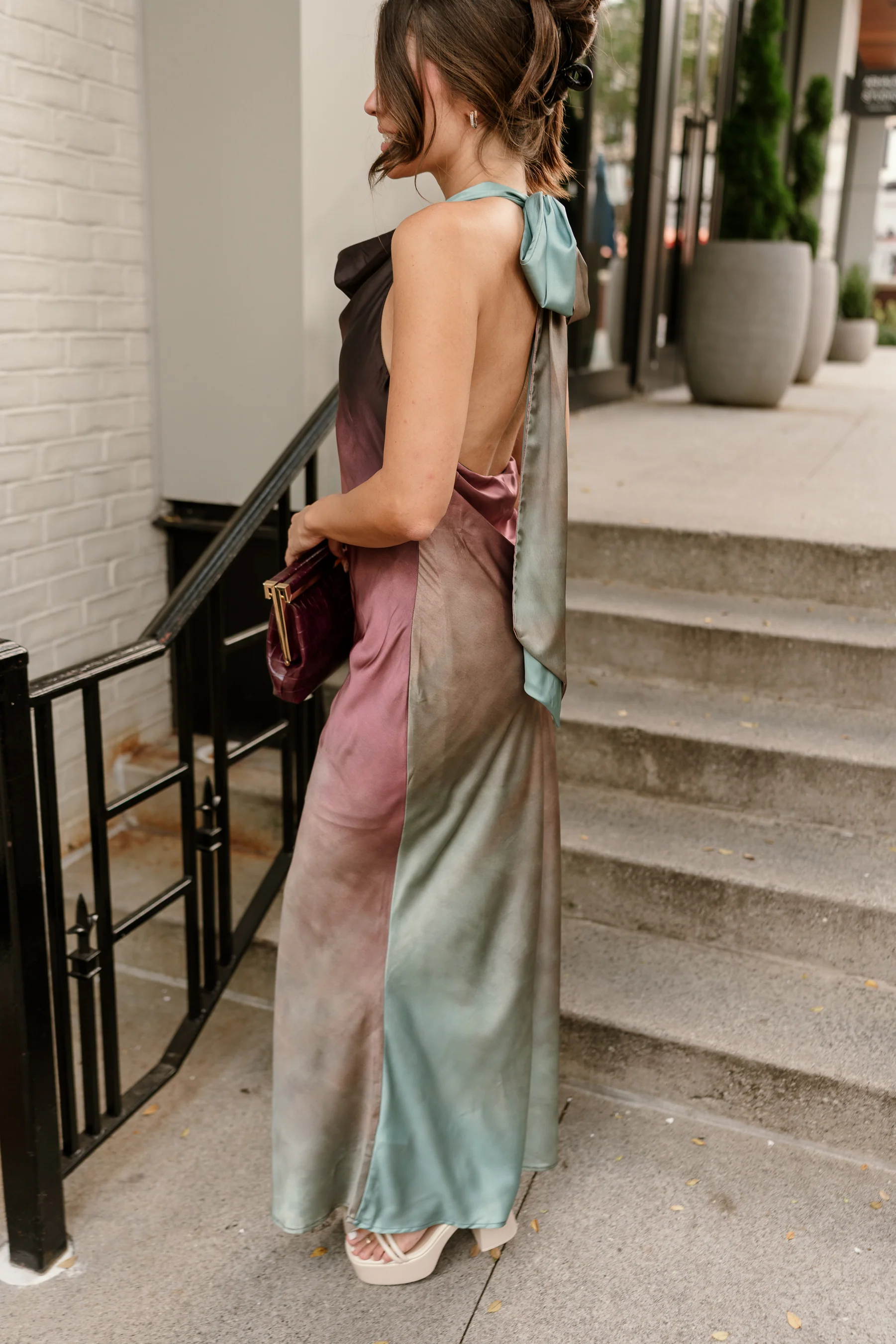 Rosemary Satin Halter Maxi Dress - Image 7