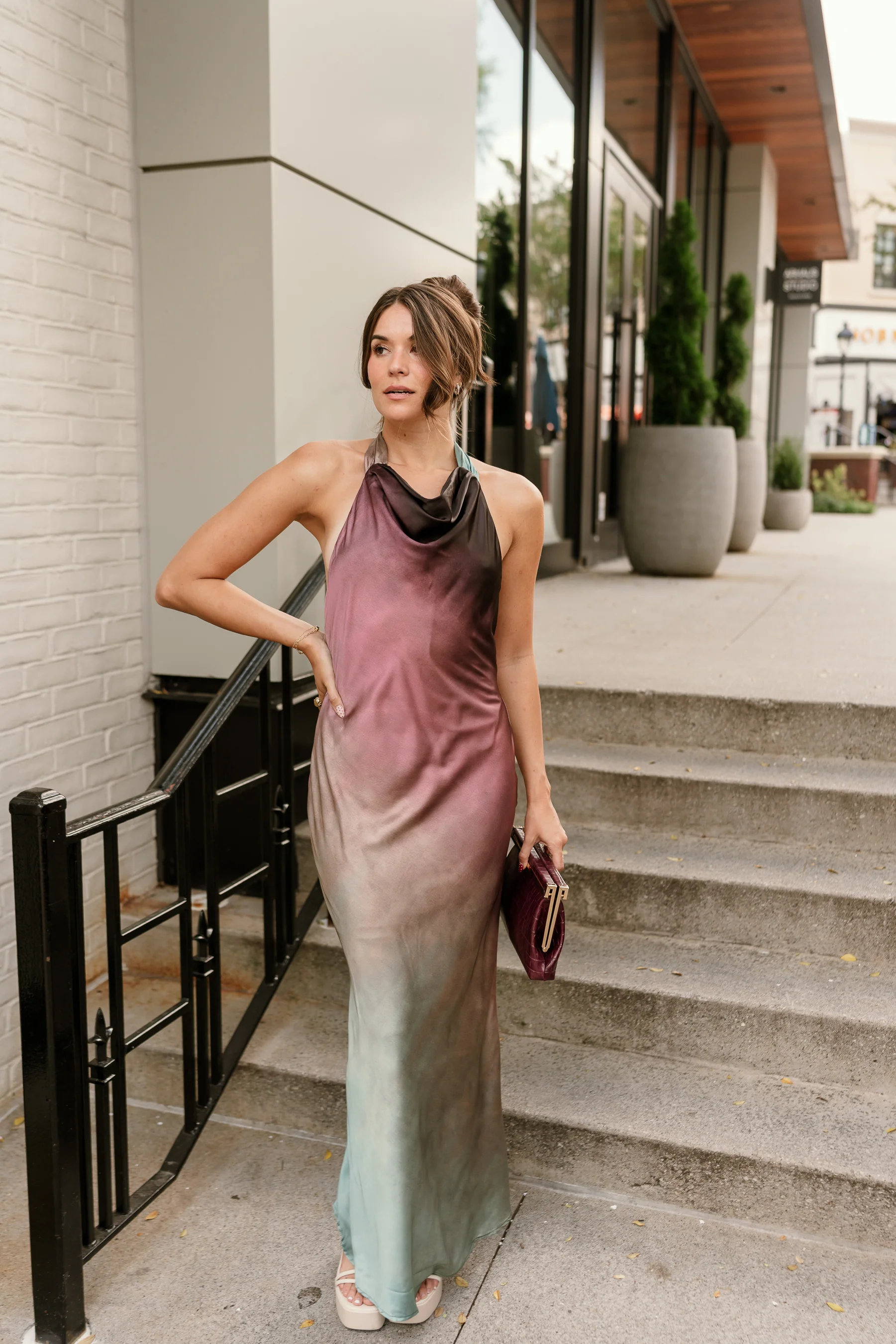 Rosemary Satin Halter Maxi Dress - Image 9