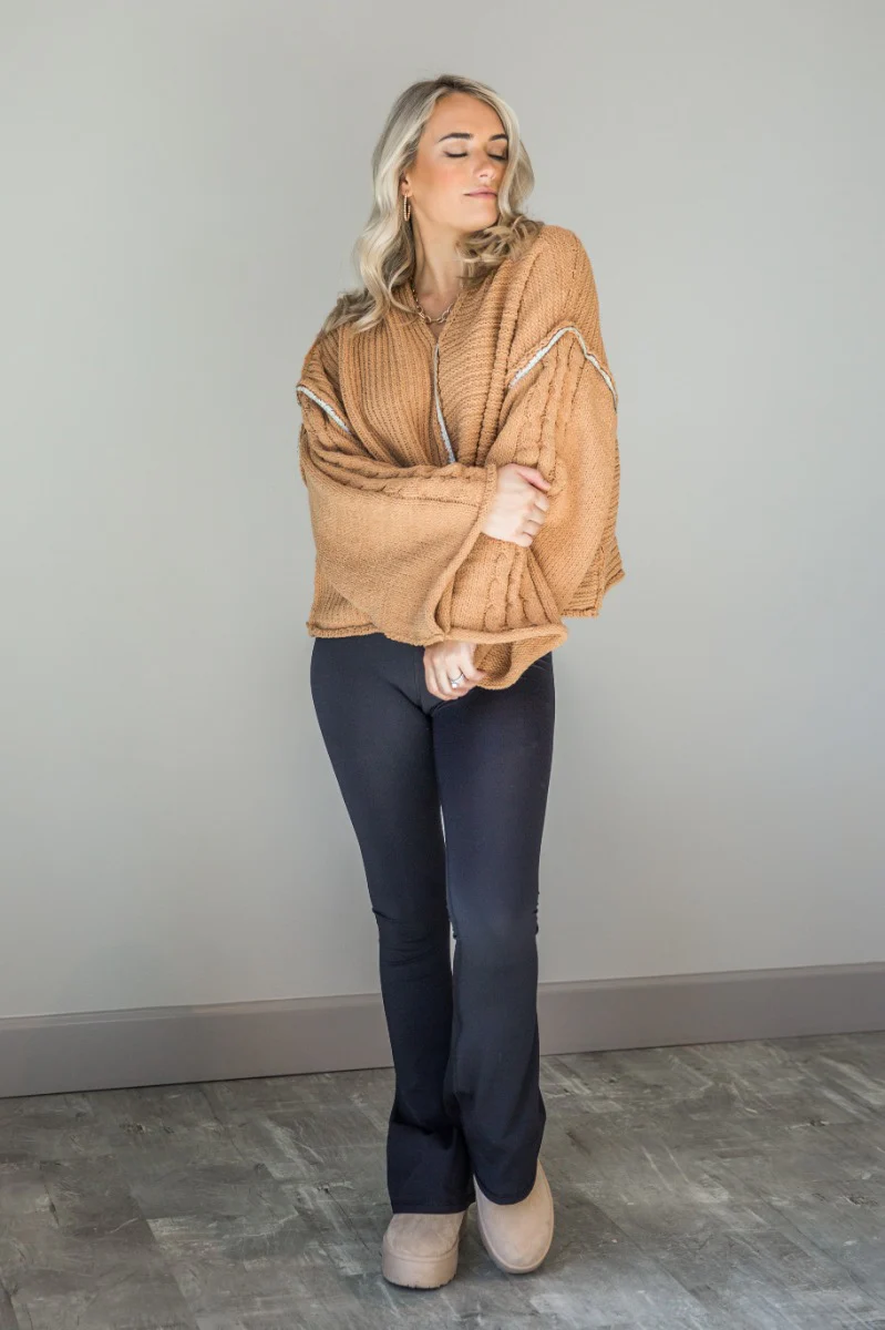Rowan Camel Hooded Chenille Sweater