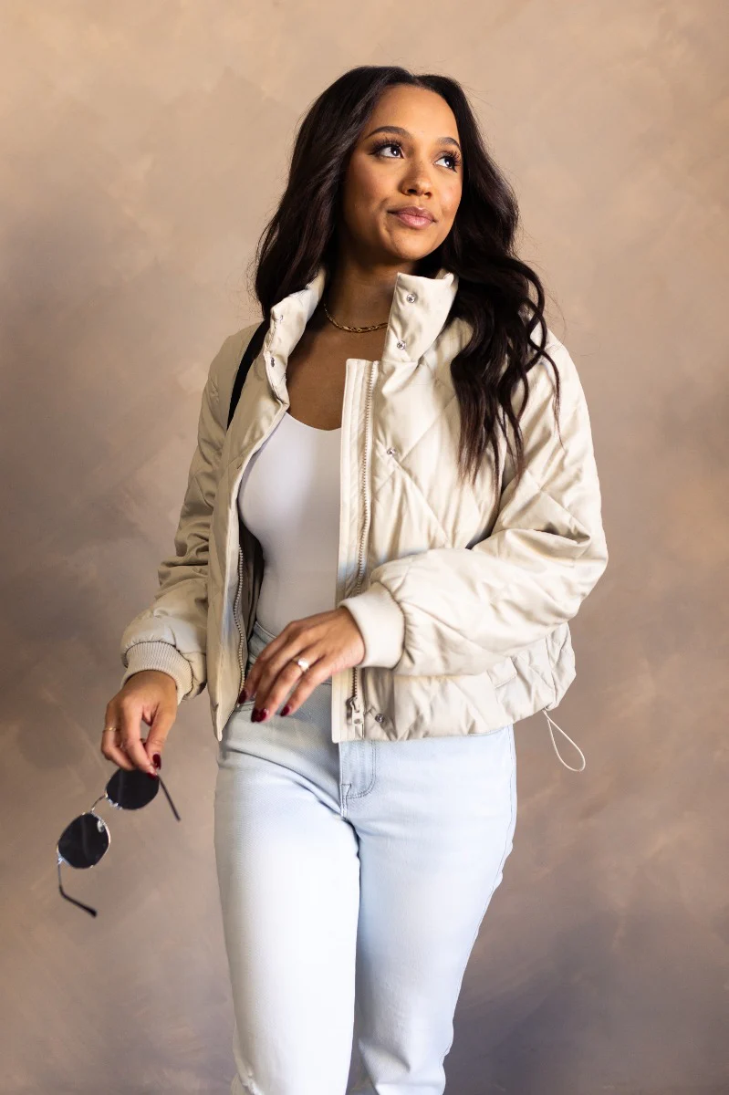 Rowan Cream Faux Leather Long Sleeve Jacket - Image 4