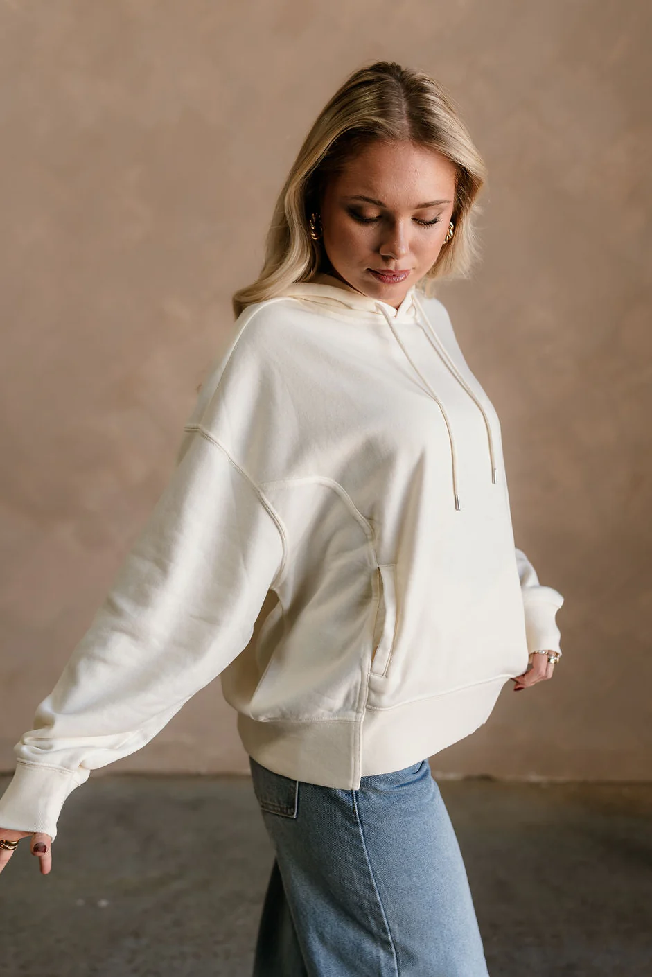 Rowyn Cream Hoodie Sweatshirt - Image 3