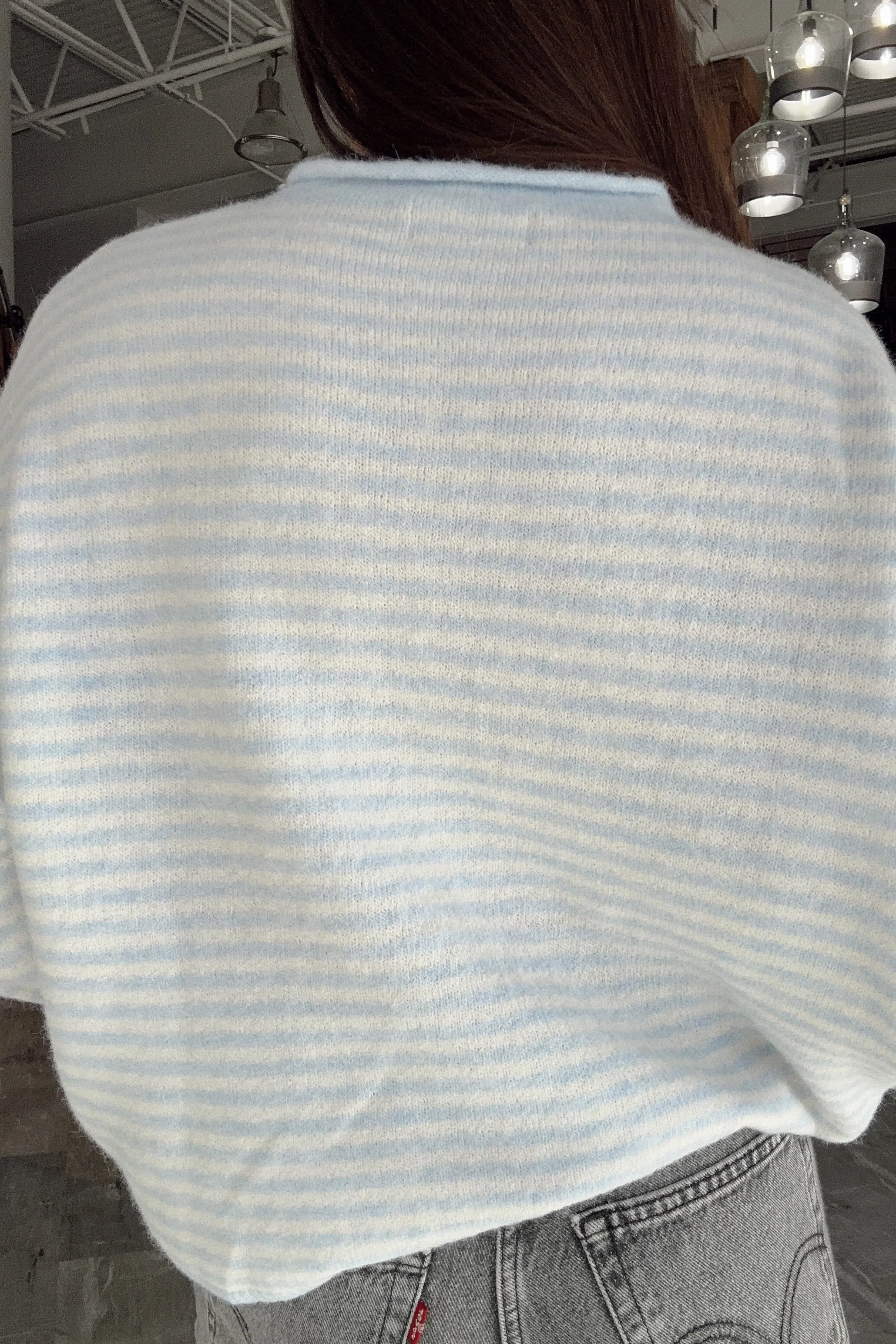 Rowyn Light Blue & Cream Stripe Cardigan - Image 4