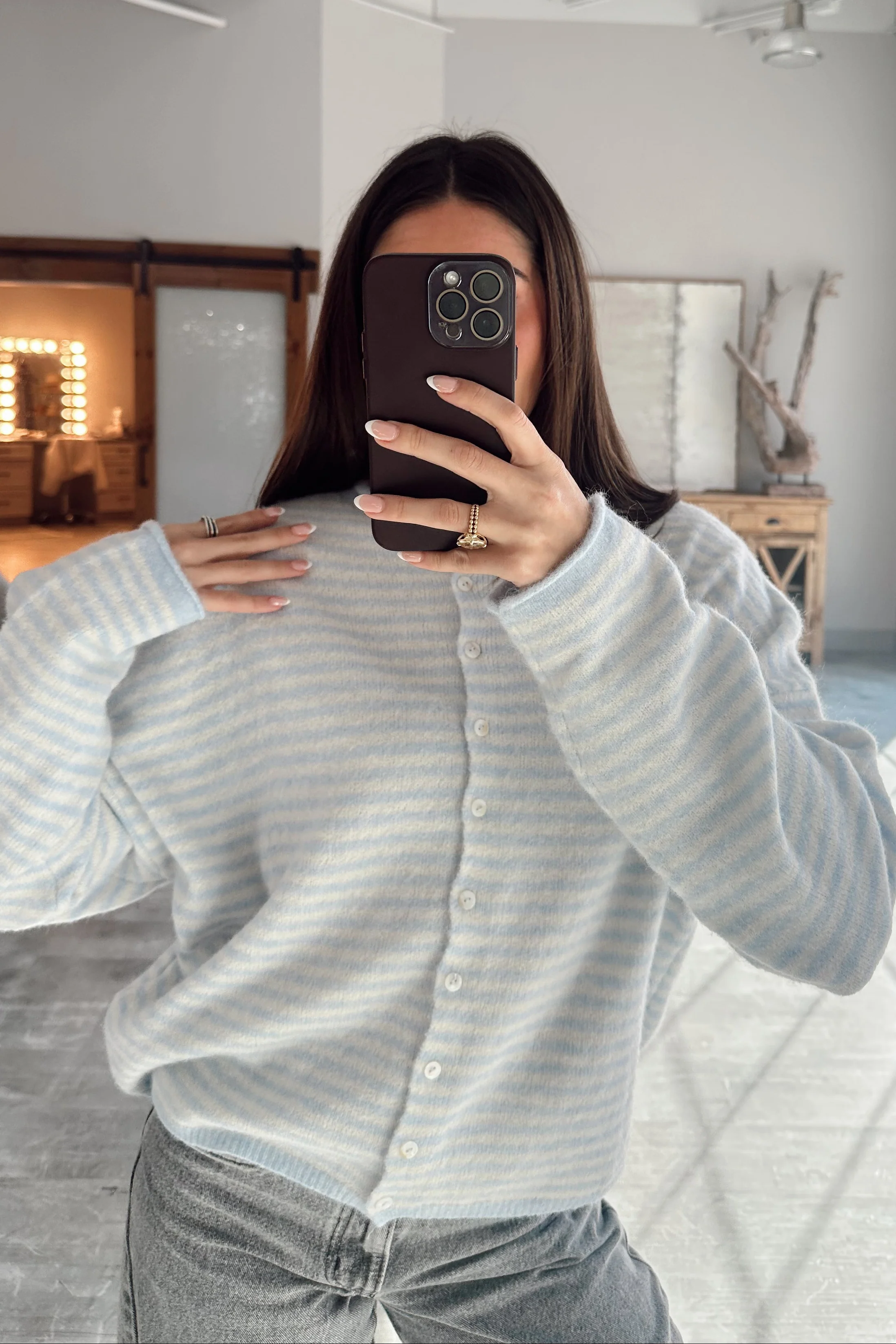 Rowyn Light Blue & Cream Stripe Cardigan - Image 5