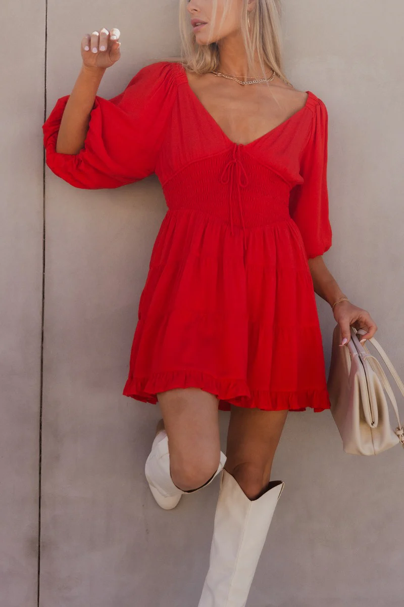 Rowyn Red Short Sleeve Dress