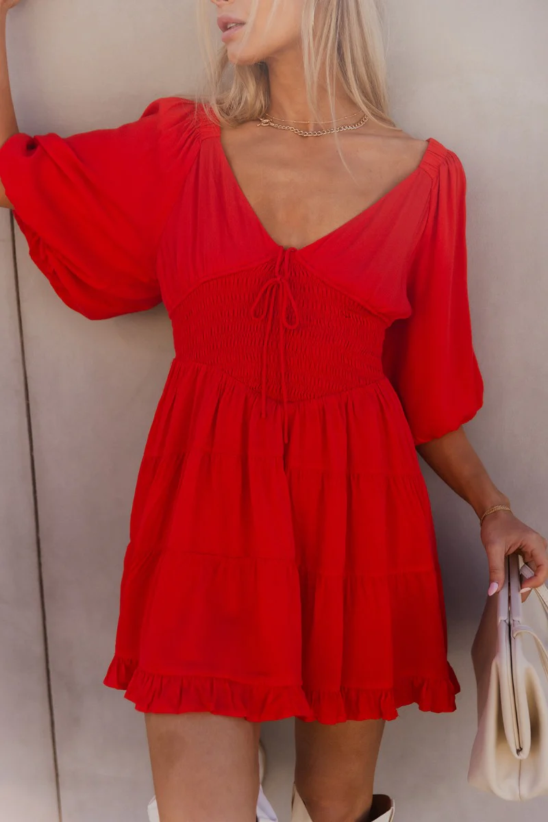 Rowyn Red Short Sleeve Dress - Image 3