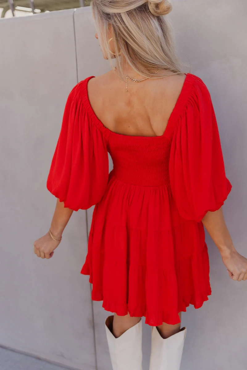 Rowyn Red Short Sleeve Dress - Image 4