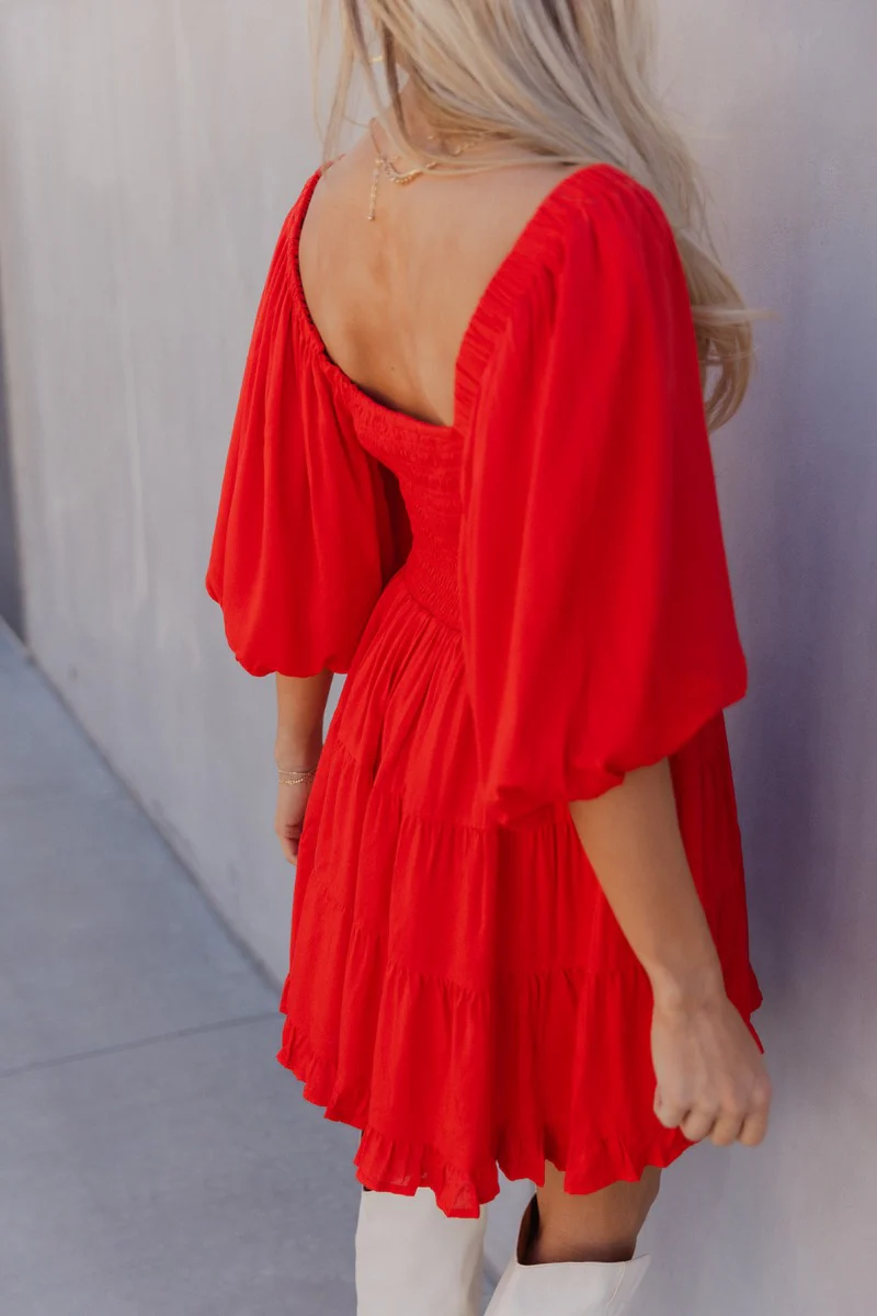 Rowyn Red Short Sleeve Dress - Image 5