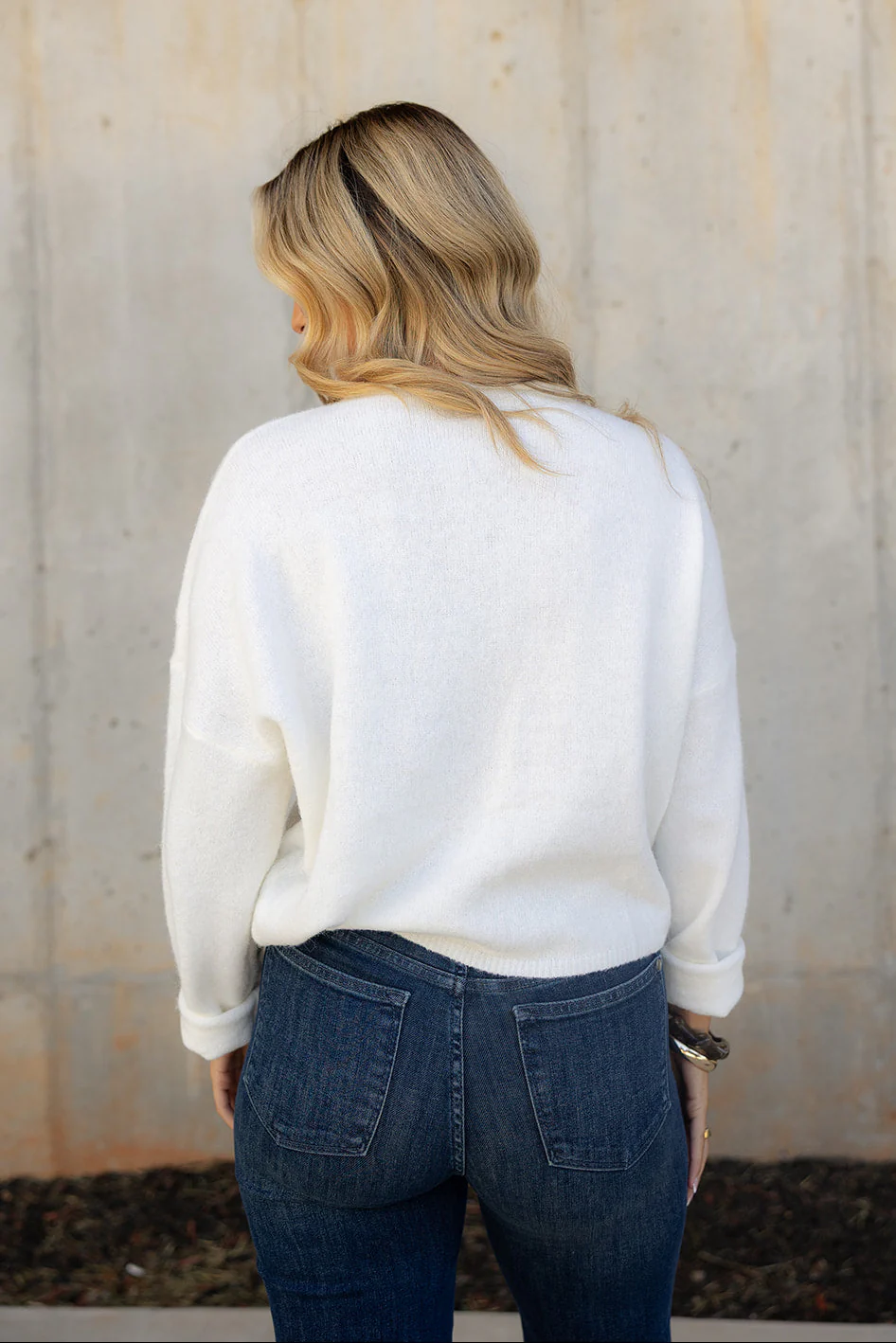 Rowyn White Button-Up Knit Cardigan - Image 8