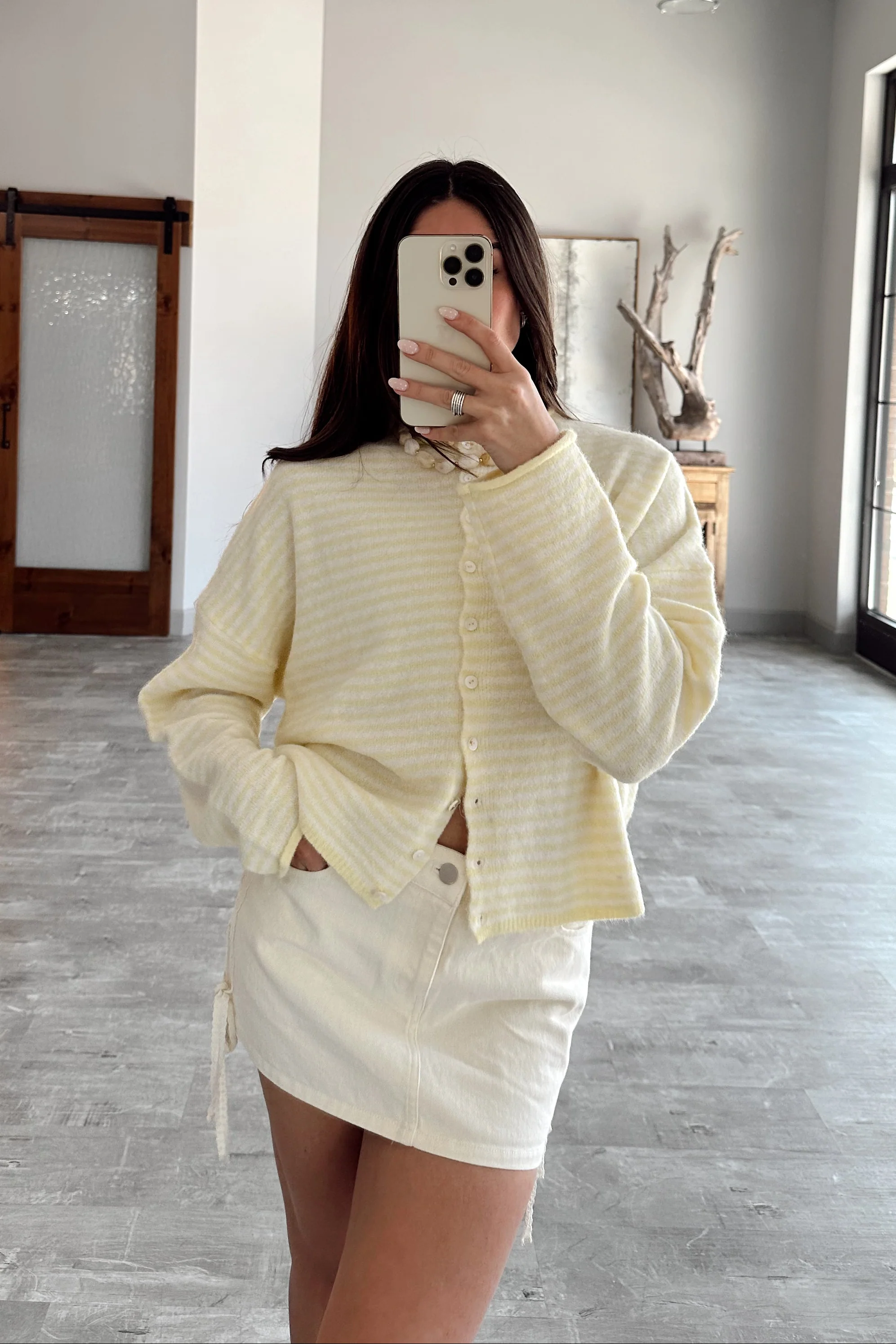 Rowyn Yellow & White Stripe Cardigan