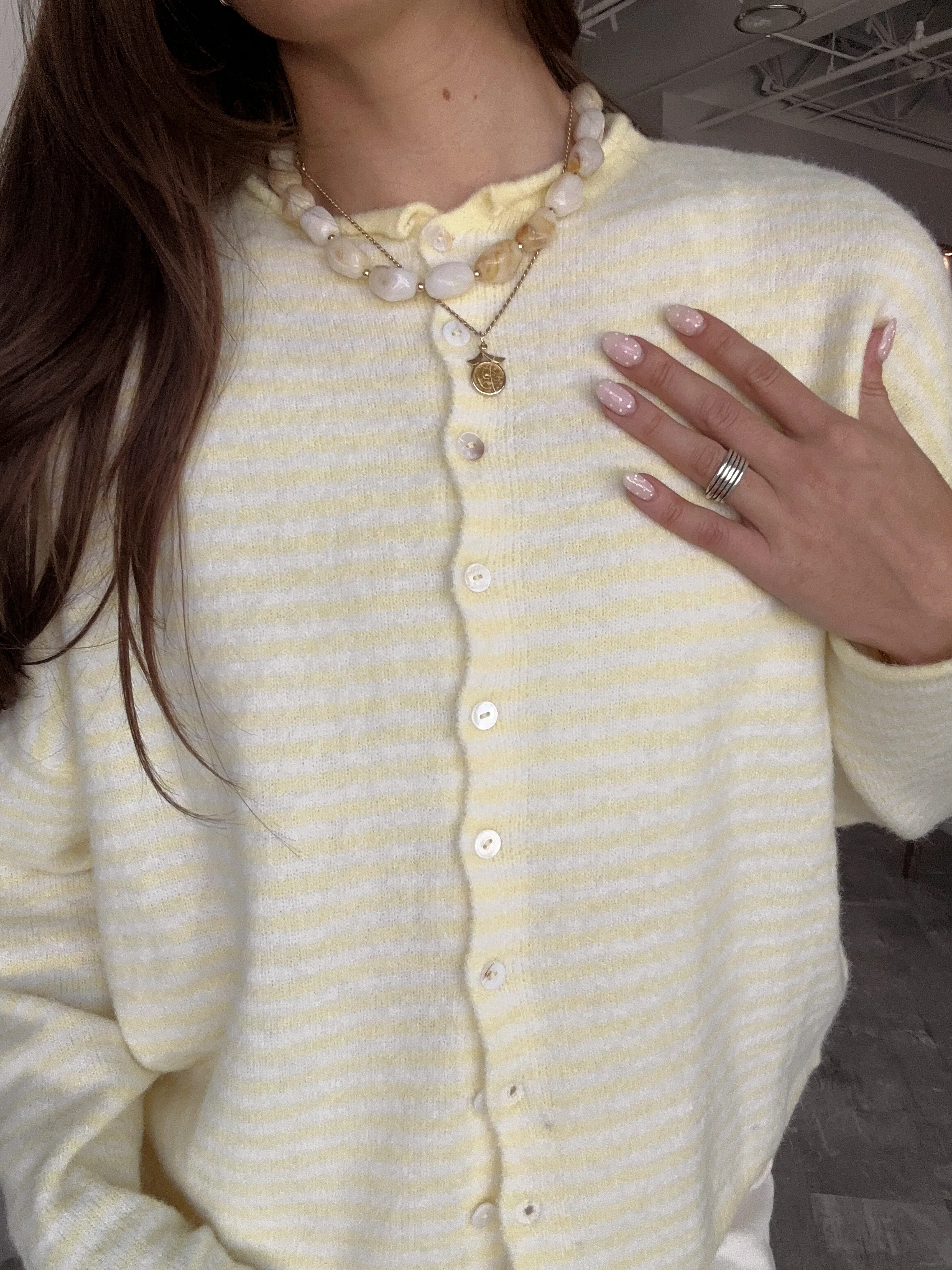 Rowyn Yellow & White Stripe Cardigan - Image 4