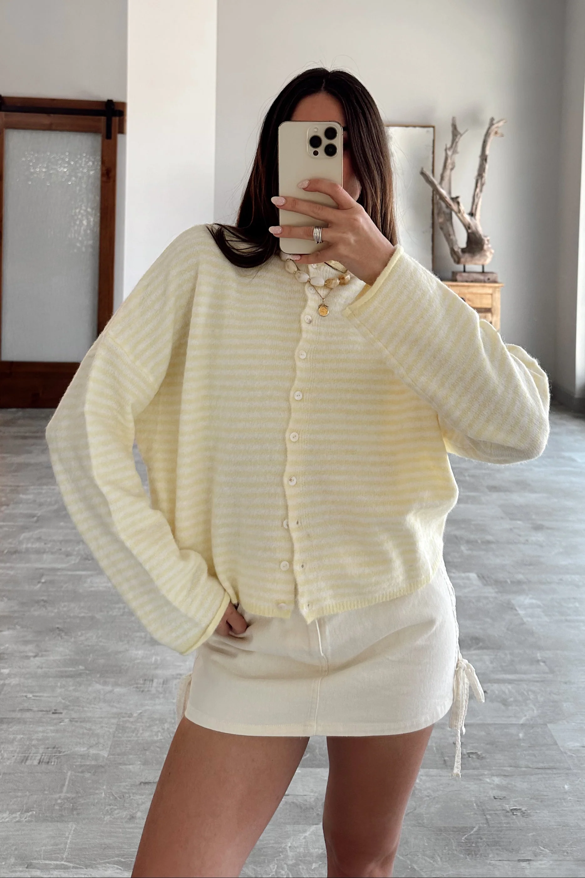 Rowyn Yellow & White Stripe Cardigan - Image 5
